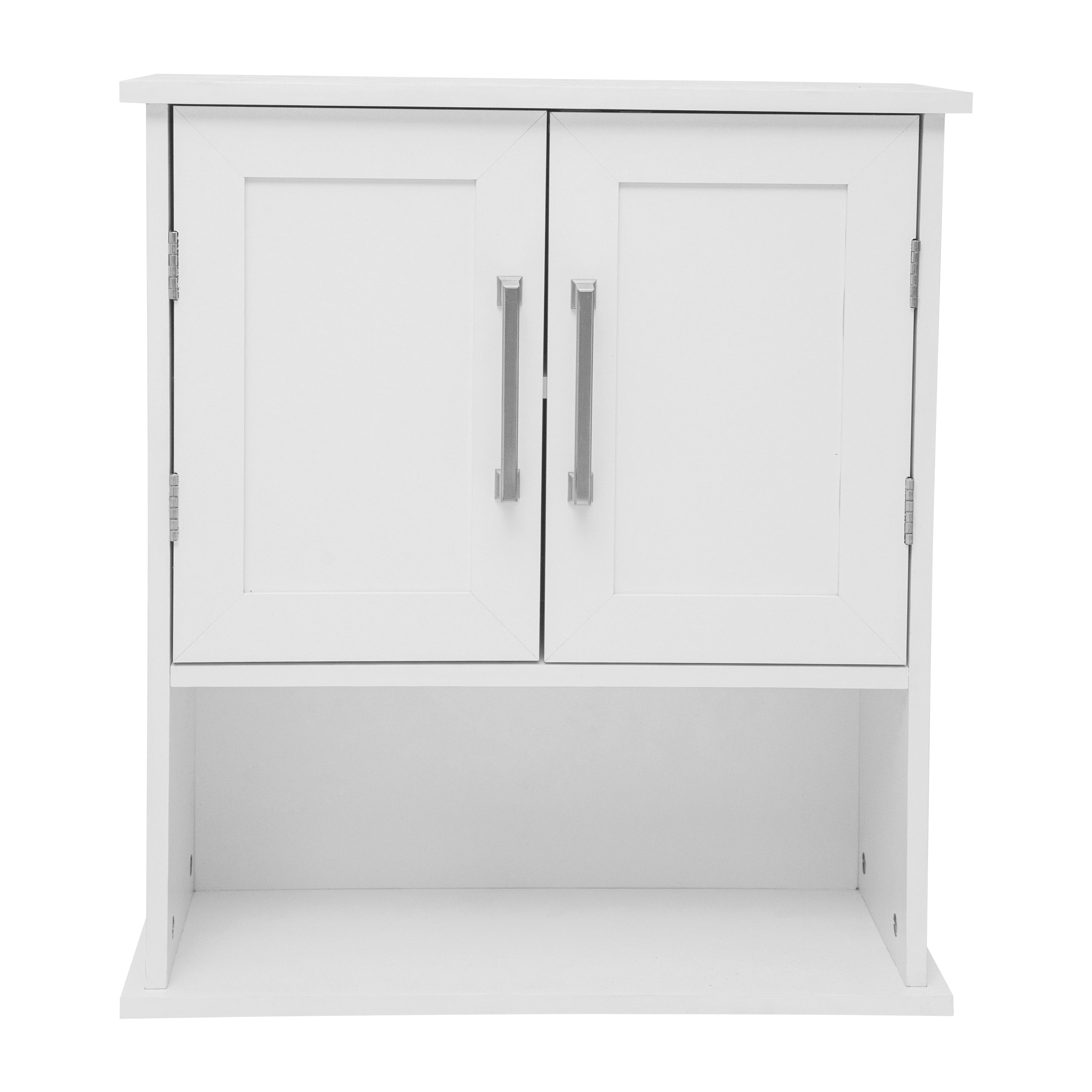 Vega Wall Mounted Bathroom Medicine Cabinet Storage Organizer with Magnetic Closure Doors, Adjustable Shelf, and Lower Open Shelf