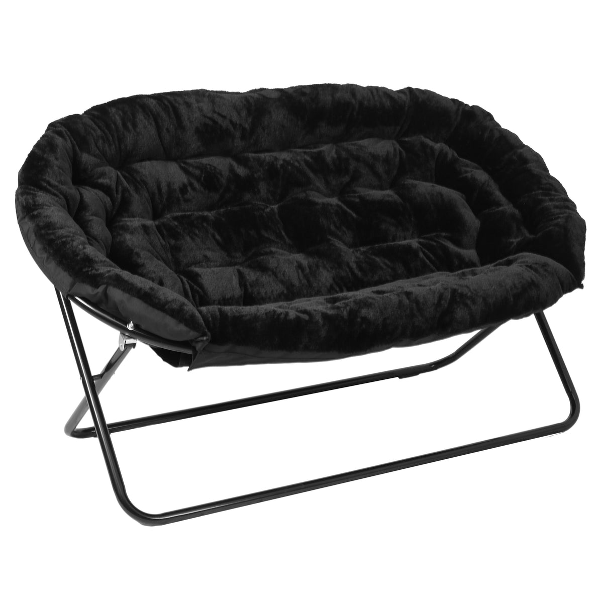 Eleanor Portable Folding Upholstered Double Saucer Chair with a Steel Frame for Dorm, Living Room, or Bedroom
