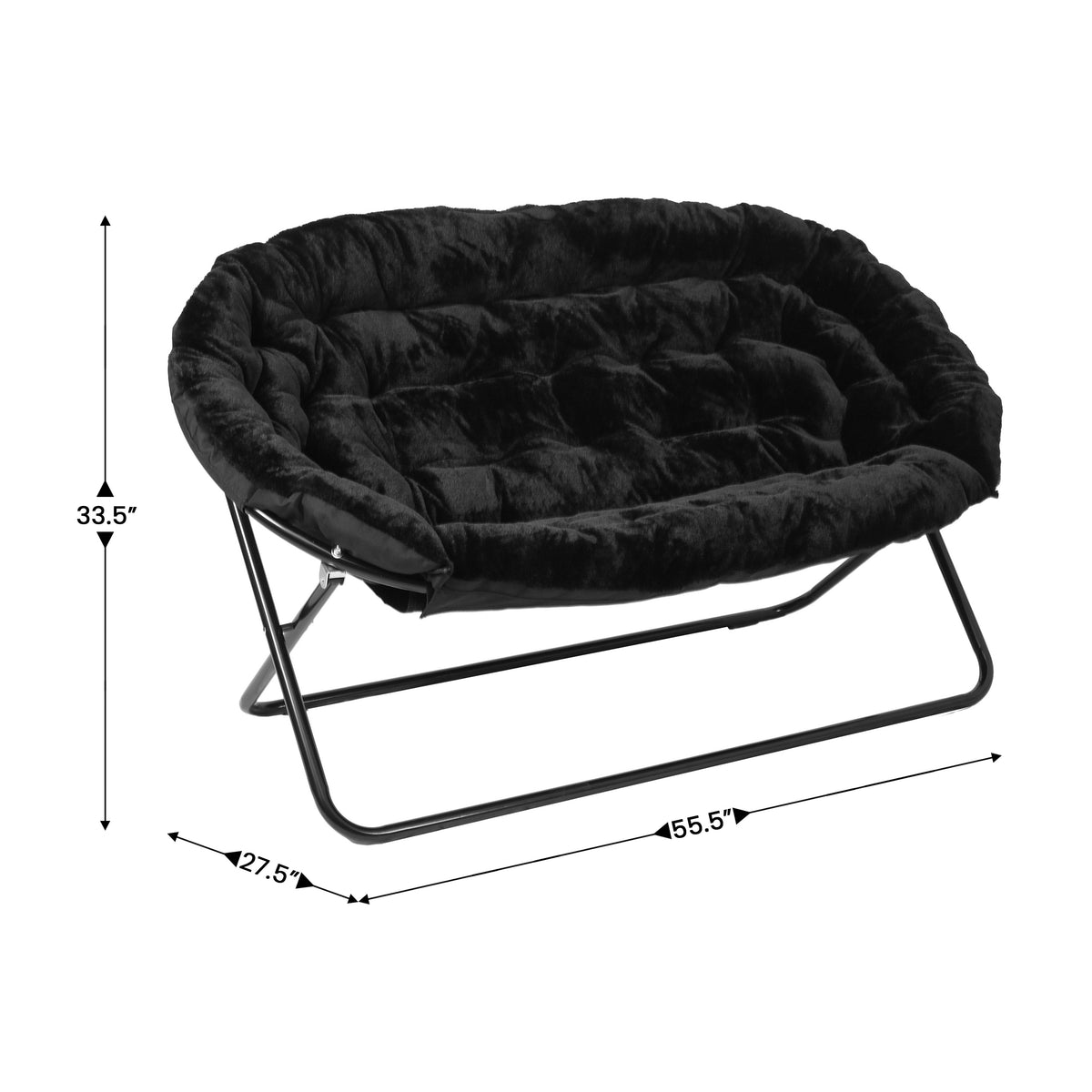 Eleanor Portable Folding Upholstered Double Saucer Chair with a Steel Frame for Dorm, Living Room, or Bedroom