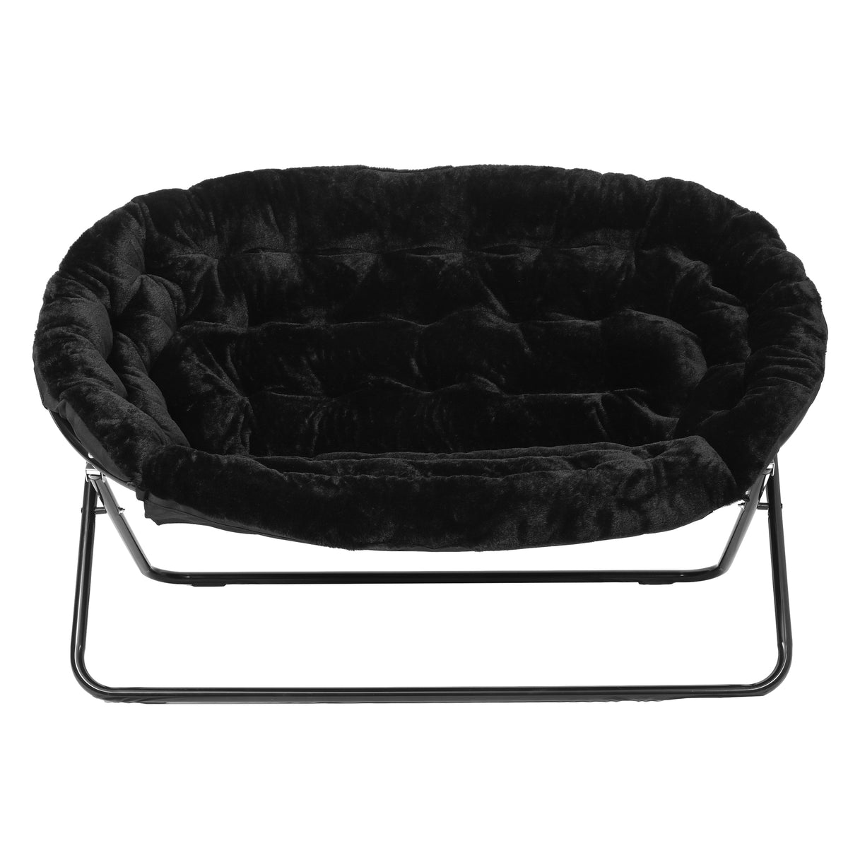 Eleanor Portable Folding Upholstered Double Saucer Chair with a Steel Frame for Dorm, Living Room, or Bedroom