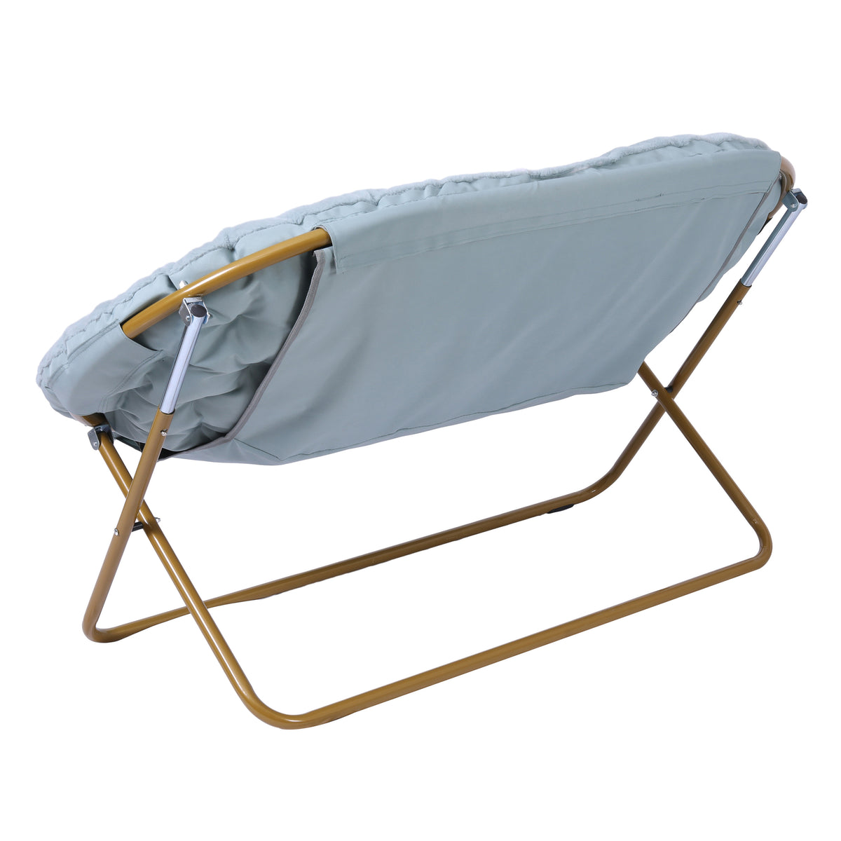 Eleanor Portable Folding Upholstered Double Saucer Chair with a Steel Frame for Dorm, Living Room, or Bedroom