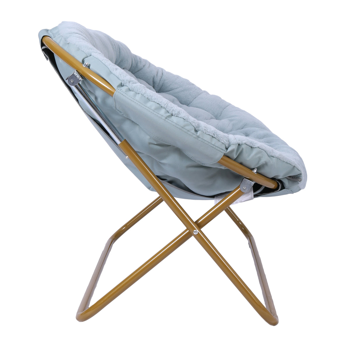 Eleanor Portable Folding Upholstered Double Saucer Chair with a Steel Frame for Dorm, Living Room, or Bedroom