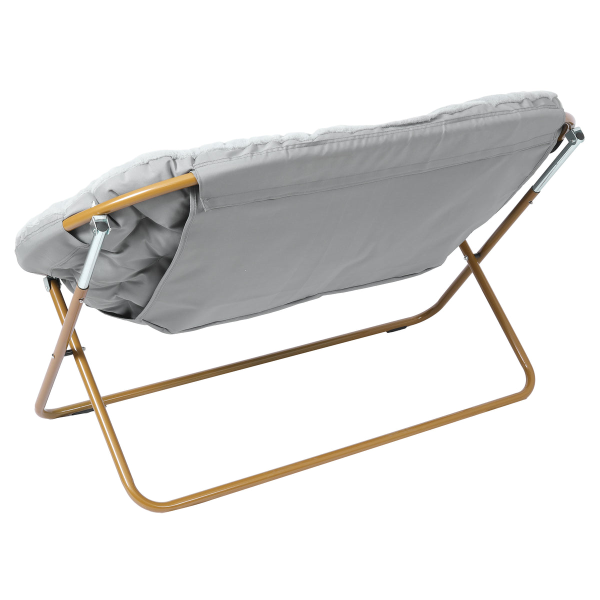 Eleanor Portable Folding Upholstered Double Saucer Chair with a Steel Frame for Dorm, Living Room, or Bedroom