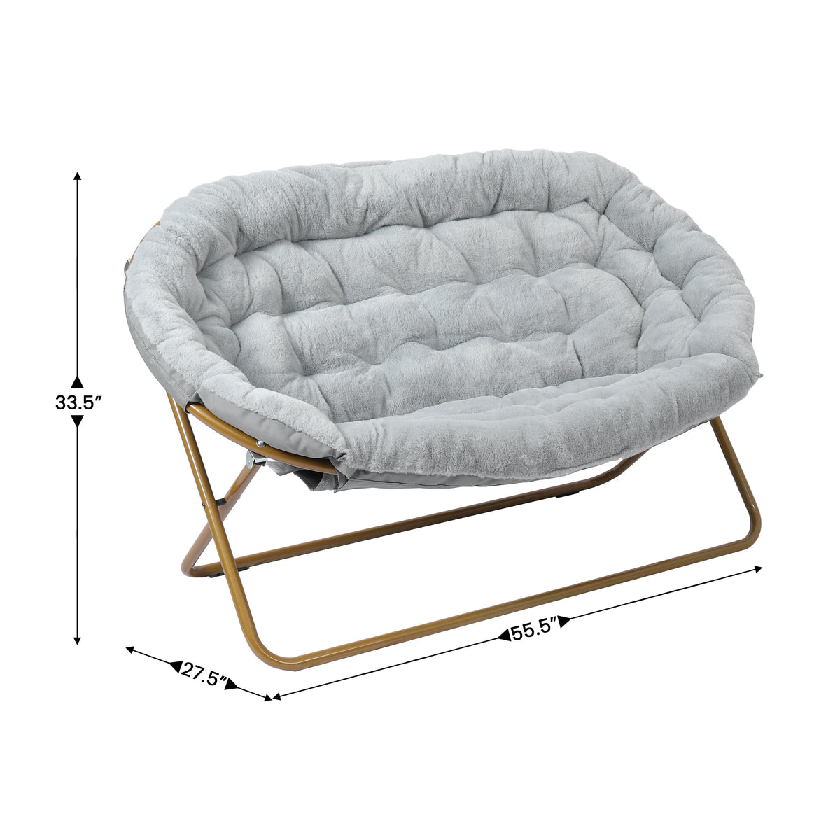 Eleanor Portable Folding Upholstered Double Saucer Chair with a Steel Frame for Dorm, Living Room, or Bedroom