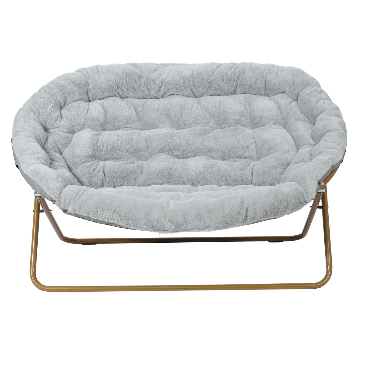 Eleanor Portable Folding Upholstered Double Saucer Chair with a Steel Frame for Dorm, Living Room, or Bedroom