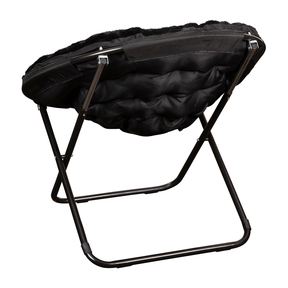 Gwen 38" Oversize Portable Faux Fur Folding Saucer Moon Chair for Dorm and Bedroom