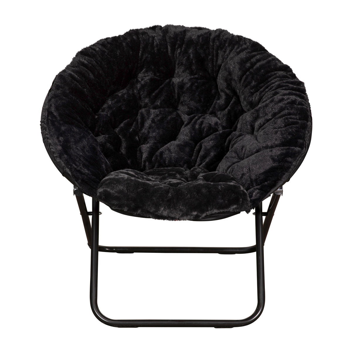 Gwen 38" Oversize Portable Faux Fur Folding Saucer Moon Chair for Dorm and Bedroom