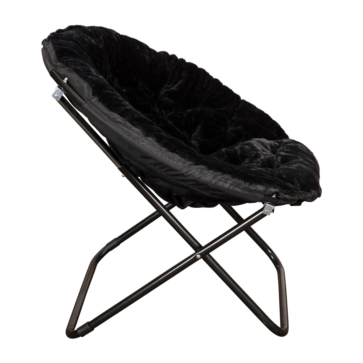 Gwen 38" Oversize Portable Faux Fur Folding Saucer Moon Chair for Dorm and Bedroom