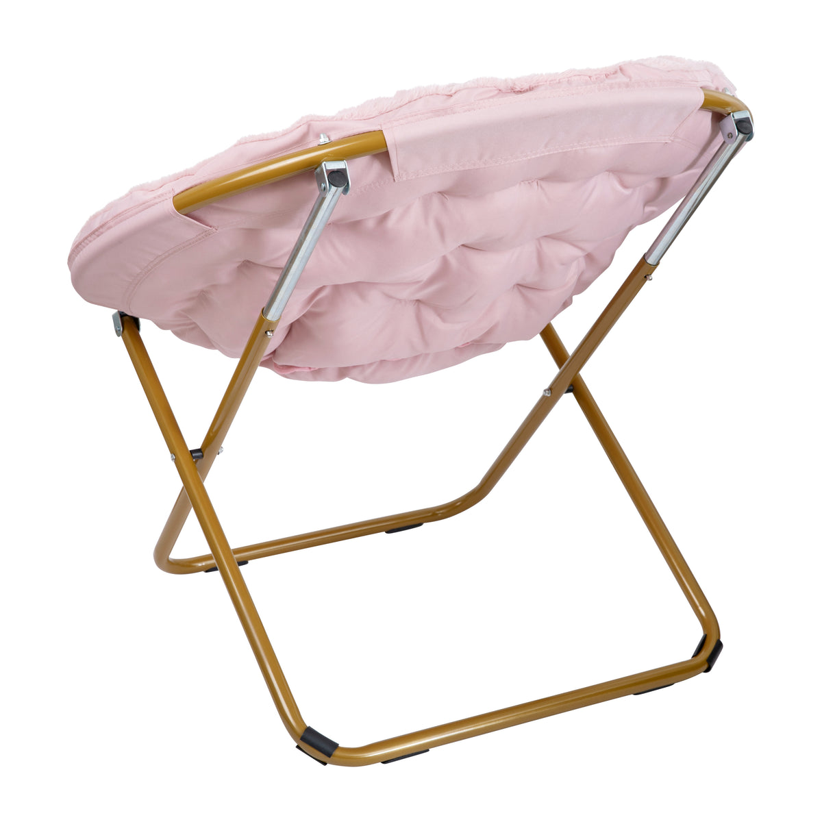 Gwen 38" Oversize Portable Faux Fur Folding Saucer Moon Chair for Dorm and Bedroom