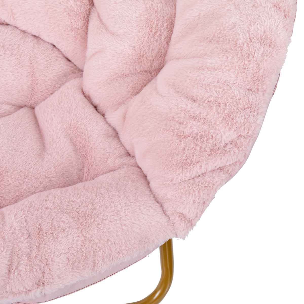 Gwen 38" Oversize Portable Faux Fur Folding Saucer Moon Chair for Dorm and Bedroom