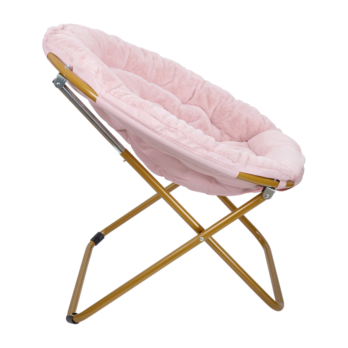 Gwen 38" Oversize Portable Faux Fur Folding Saucer Moon Chair for Dorm and Bedroom