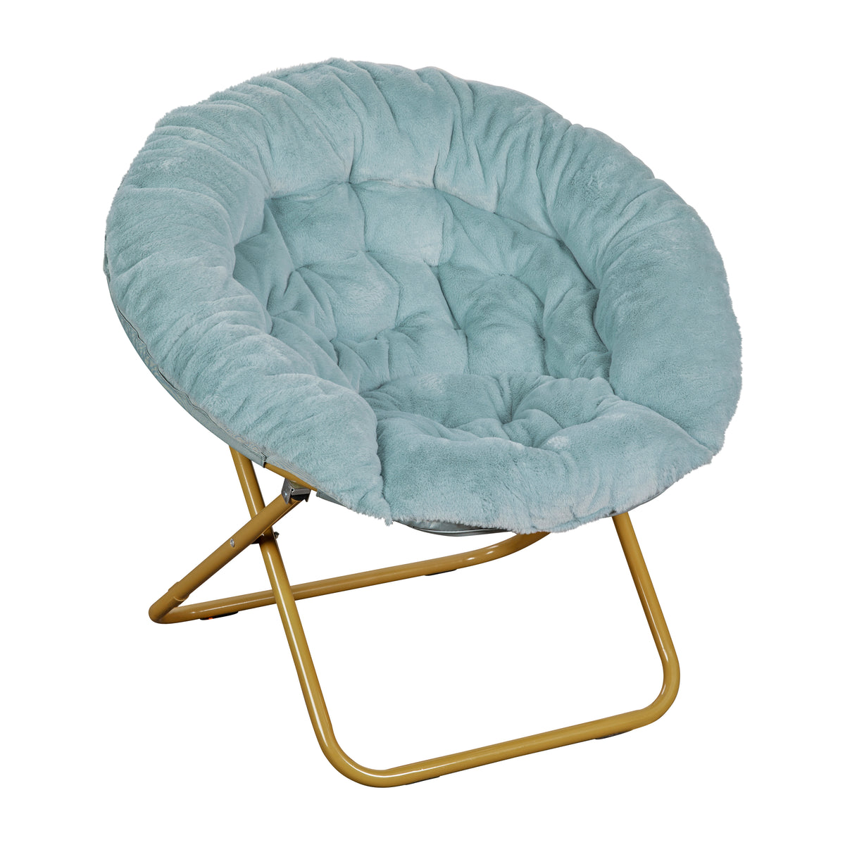 Gwen 38" Oversize Portable Faux Fur Folding Saucer Moon Chair for Dorm and Bedroom