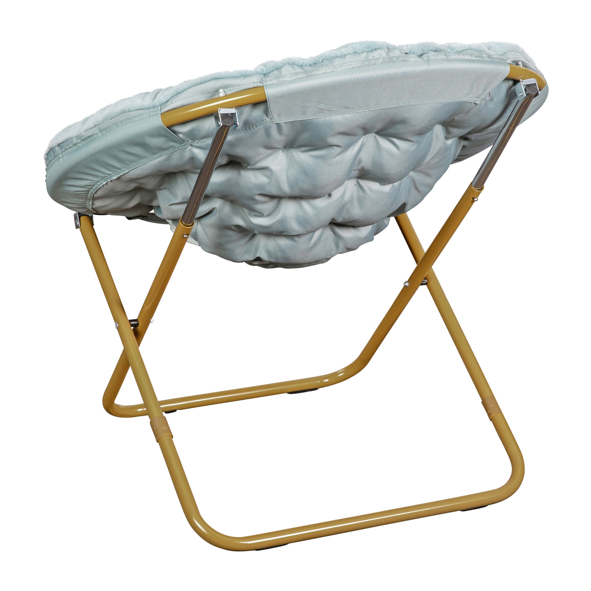 Gwen 38" Oversize Portable Faux Fur Folding Saucer Moon Chair for Dorm and Bedroom