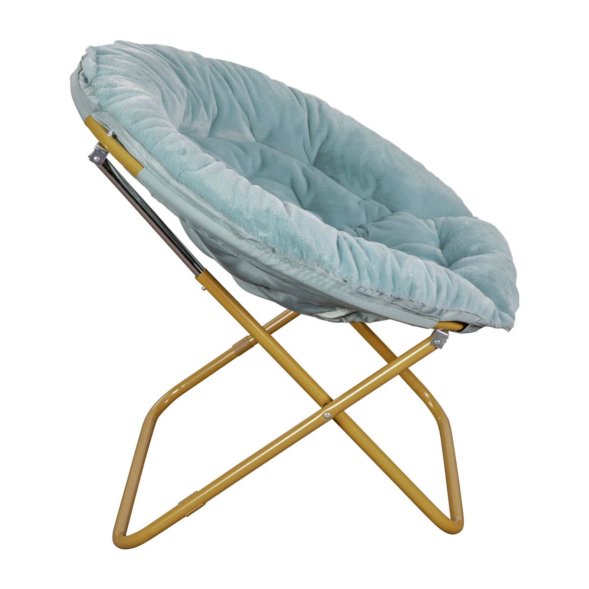 Gwen 38" Oversize Portable Faux Fur Folding Saucer Moon Chair for Dorm and Bedroom