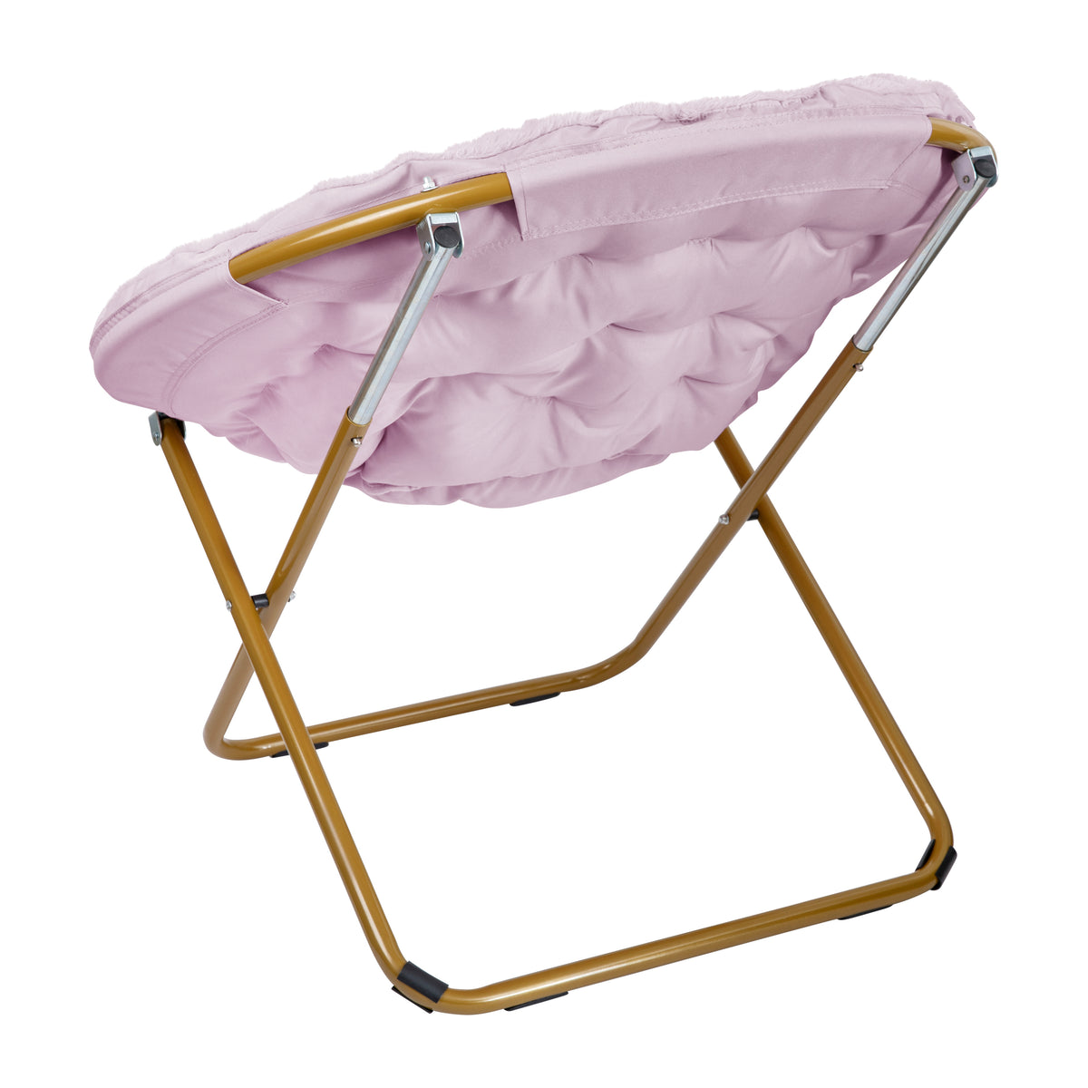Gwen 38" Oversize Portable Faux Fur Folding Saucer Moon Chair for Dorm and Bedroom