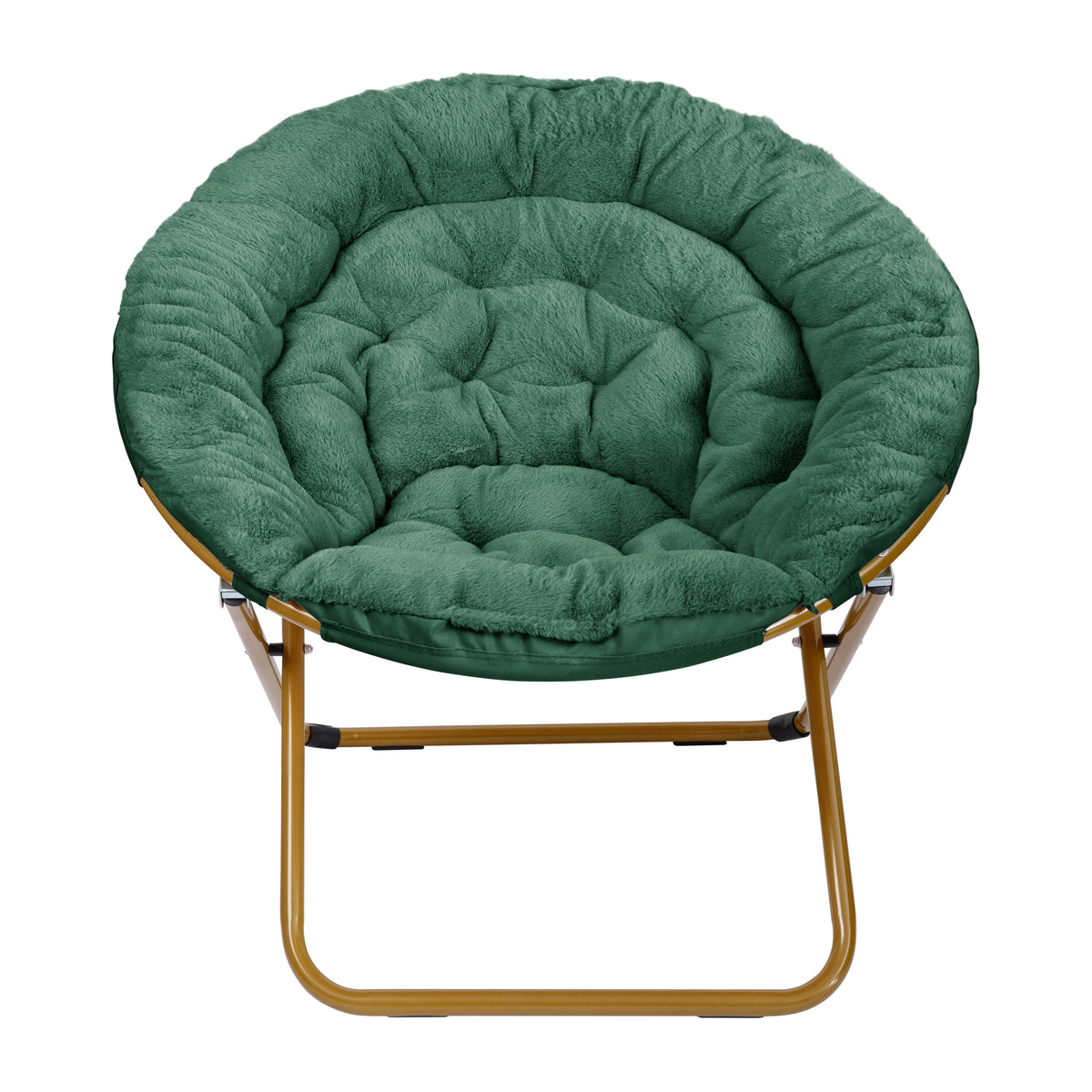 Gwen 38" Oversize Portable Faux Fur Folding Saucer Moon Chair for Dorm and Bedroom