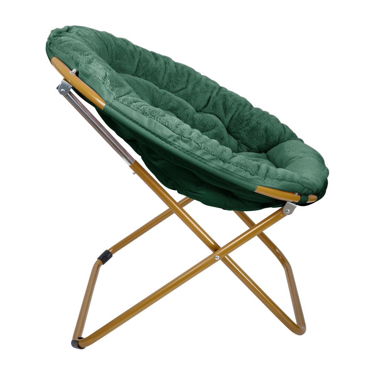Gwen 38" Oversize Portable Faux Fur Folding Saucer Moon Chair for Dorm and Bedroom