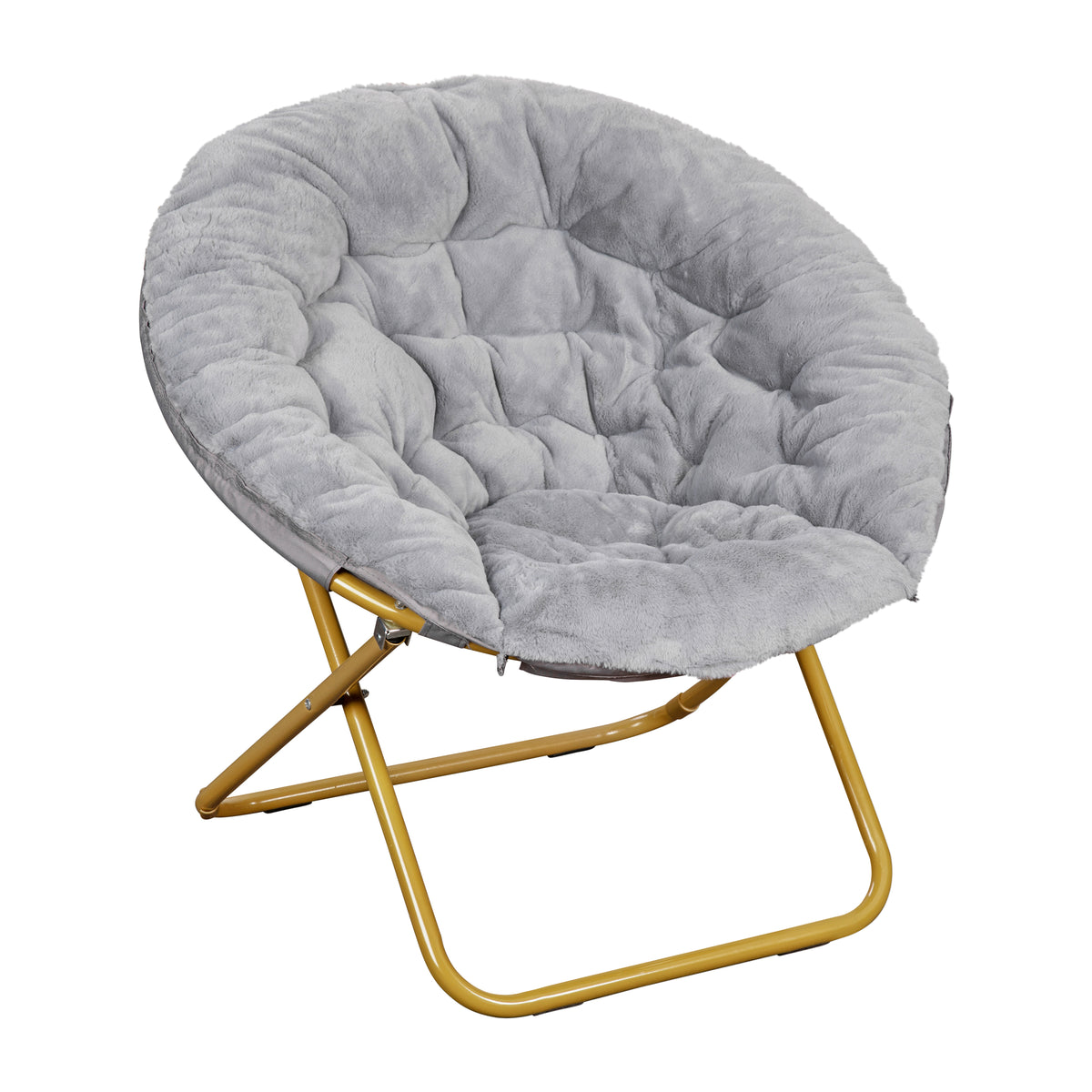 Gwen 38" Oversize Portable Faux Fur Folding Saucer Moon Chair for Dorm and Bedroom