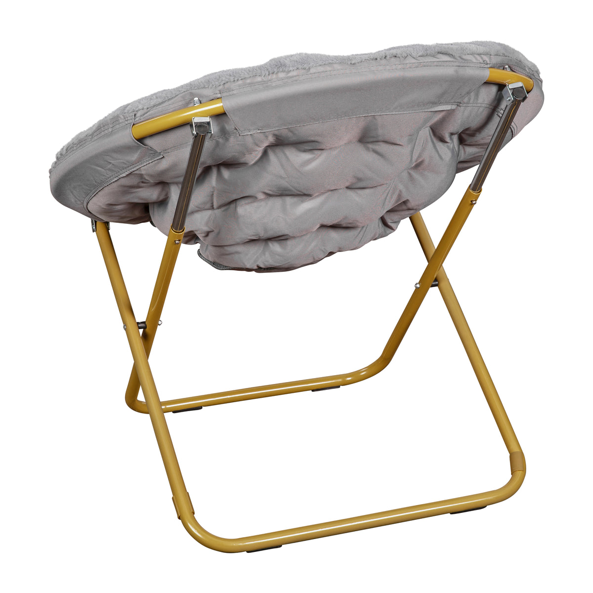 Gwen 38" Oversize Portable Faux Fur Folding Saucer Moon Chair for Dorm and Bedroom