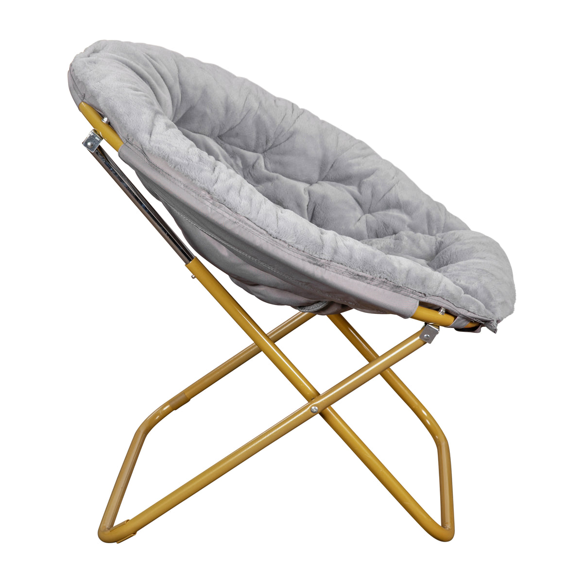 Gwen 38" Oversize Portable Faux Fur Folding Saucer Moon Chair for Dorm and Bedroom