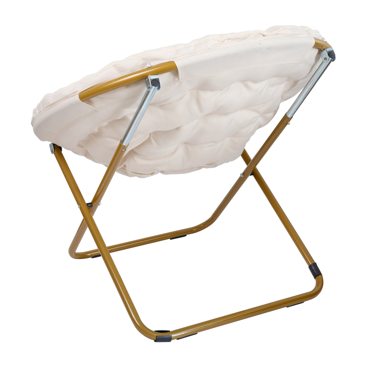 Gwen 38" Oversize Portable Faux Fur Folding Saucer Moon Chair for Dorm and Bedroom