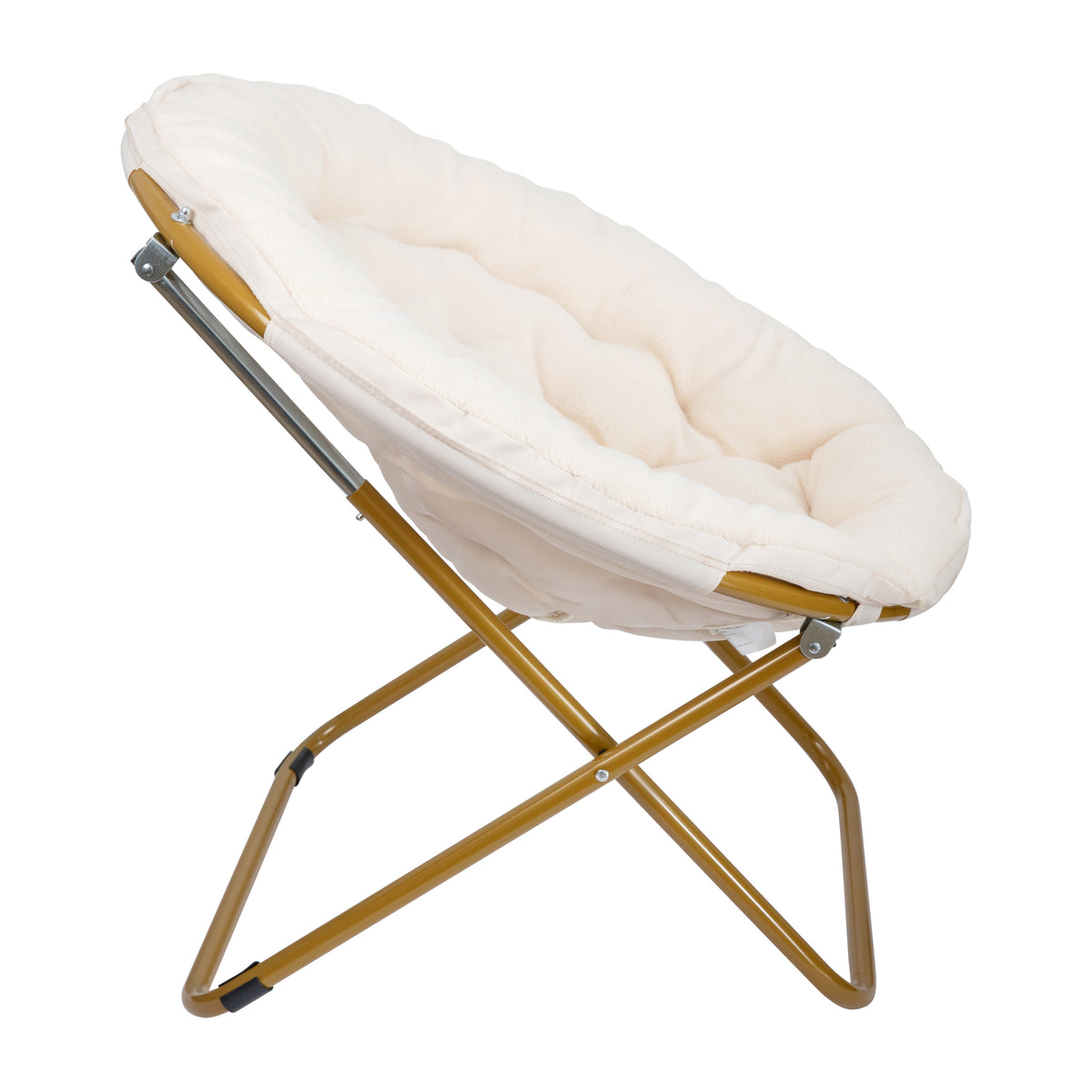 Gwen 38" Oversize Portable Faux Fur Folding Saucer Moon Chair for Dorm and Bedroom