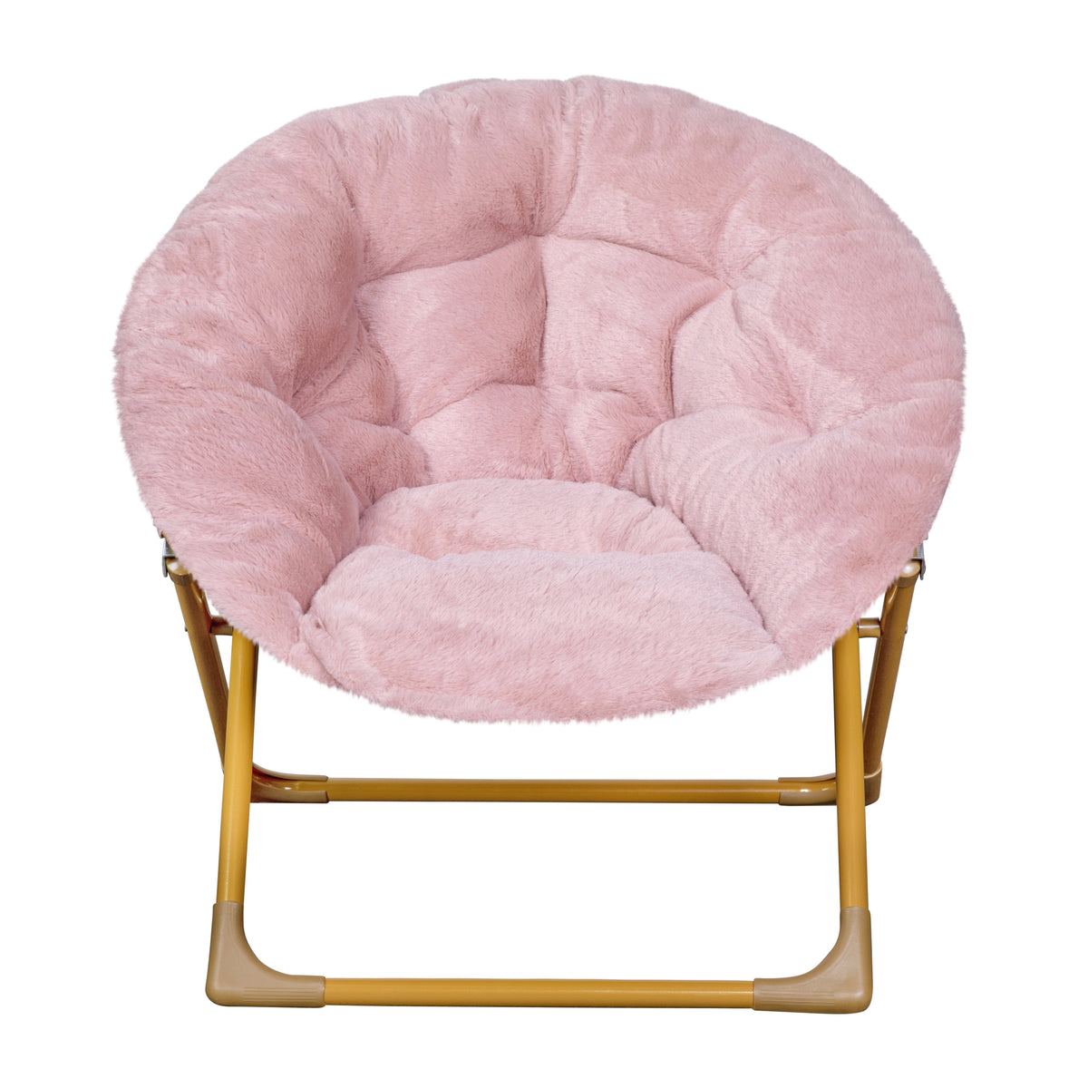 Gwen 23" Kids Cozy Mini Folding Saucer Chair, Faux Fur Moon Chair for Toddlers and Bedroom