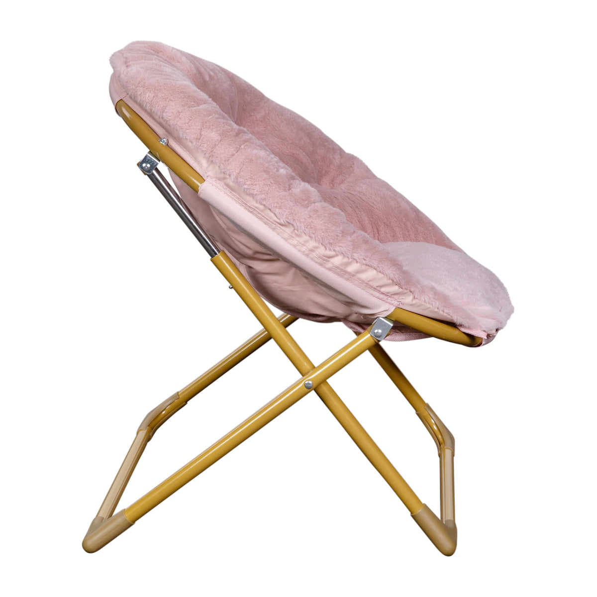 Gwen 23" Kids Cozy Mini Folding Saucer Chair, Faux Fur Moon Chair for Toddlers and Bedroom