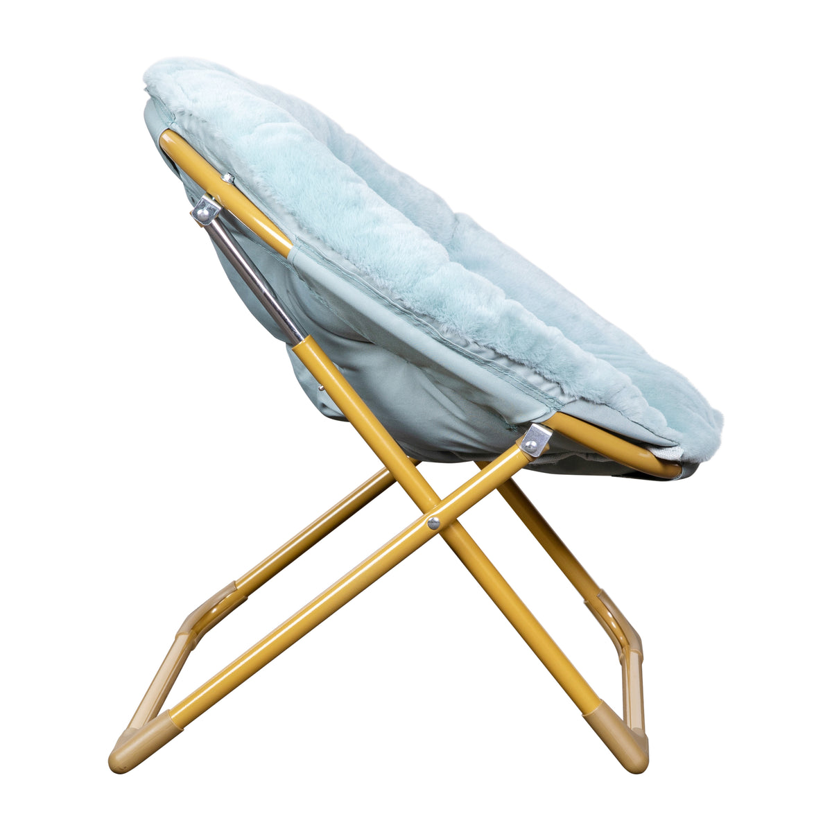 Gwen 23" Kids Cozy Mini Folding Saucer Chair, Faux Fur Moon Chair for Toddlers and Bedroom