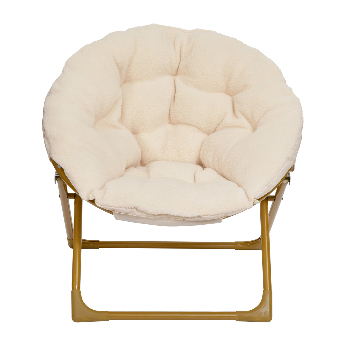 Gwen 23" Kids Cozy Mini Folding Saucer Chair, Faux Fur Moon Chair for Toddlers and Bedroom