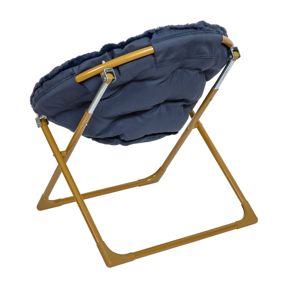 Gwen 23" Kids Cozy Mini Folding Saucer Chair, Faux Fur Moon Chair for Toddlers and Bedroom