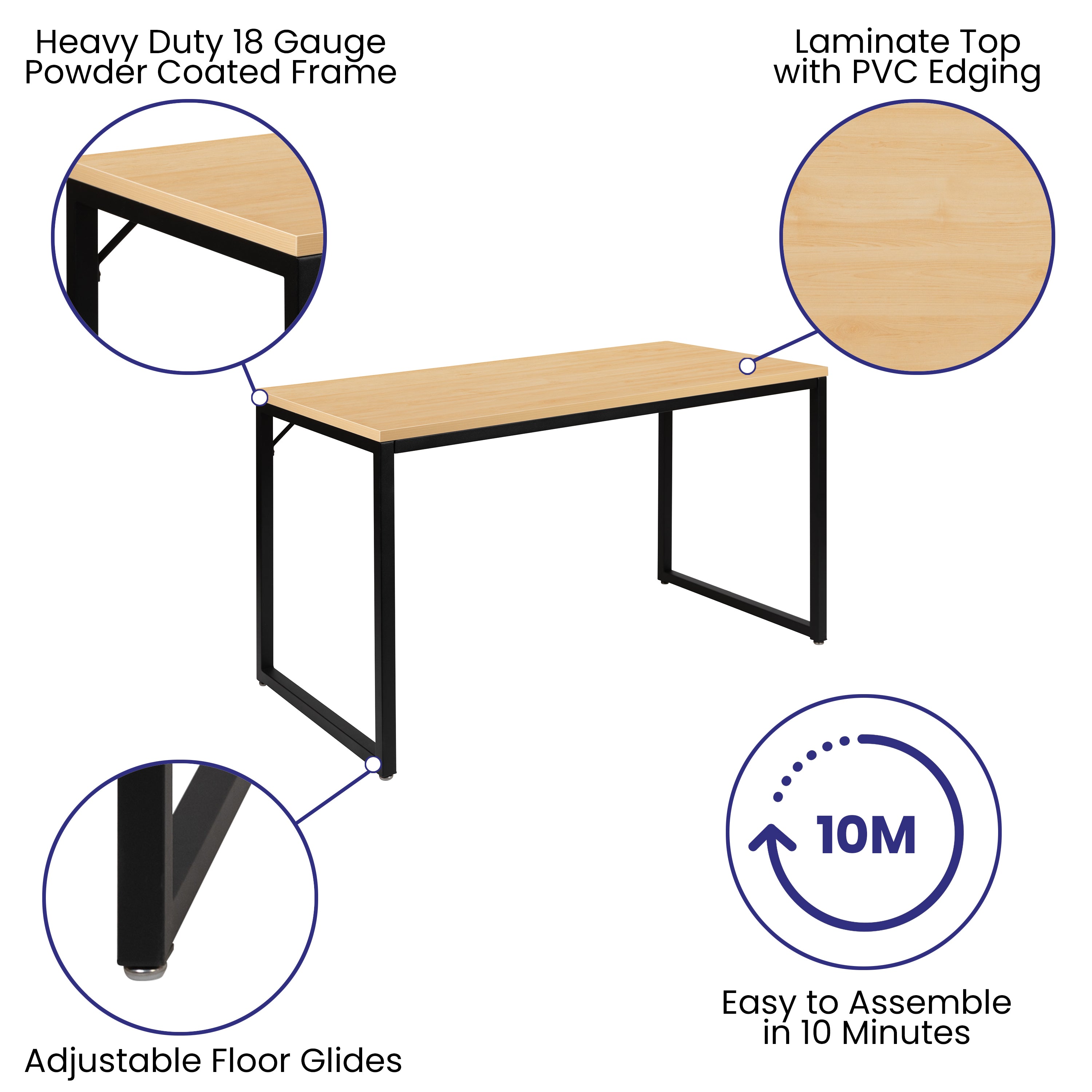 Tiverton Industrial Modern Desk - Office Computer Desk and Home Office Desk - 47" Long