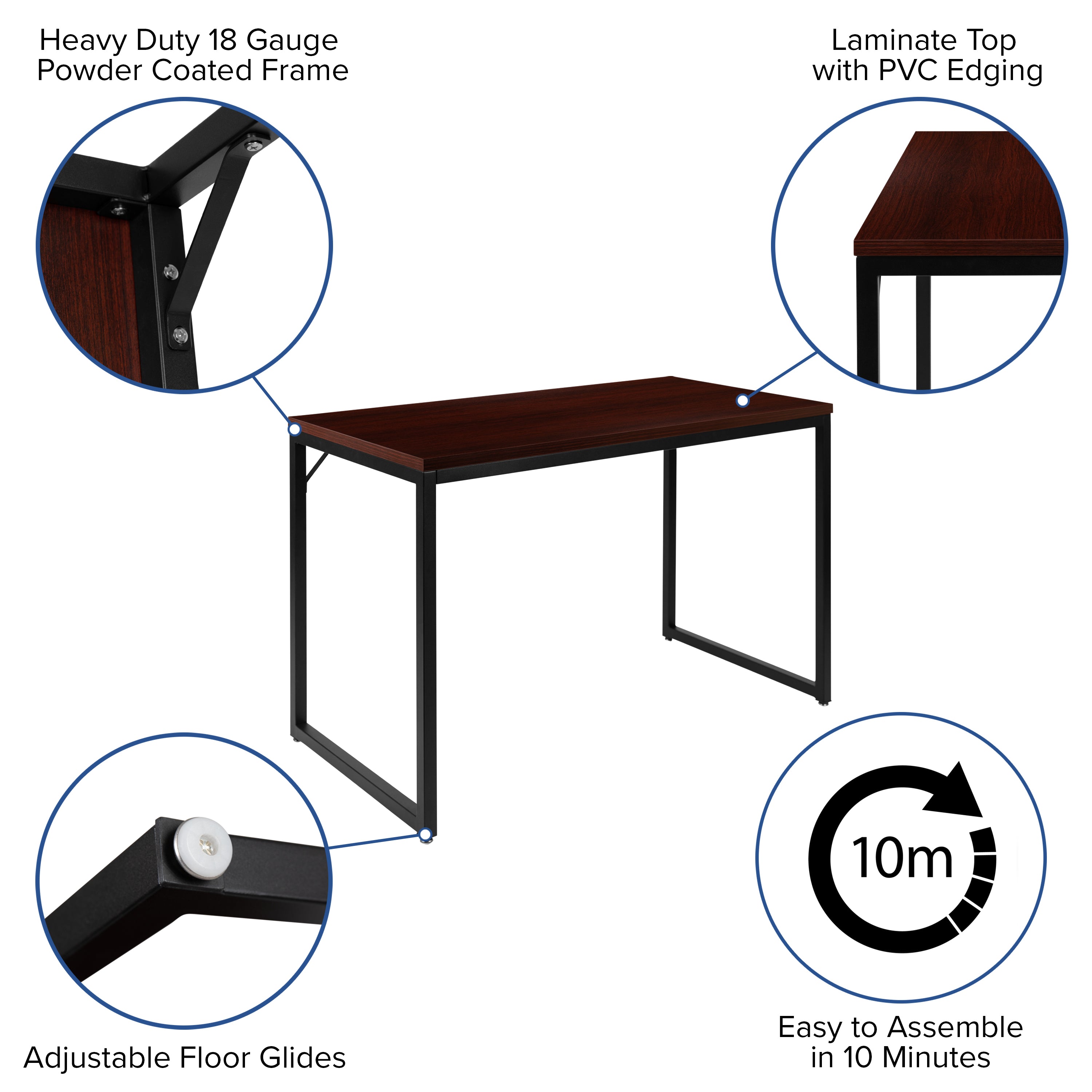 Tiverton Industrial Modern Desk - Office Computer Desk and Home Office Desk - 47" Long
