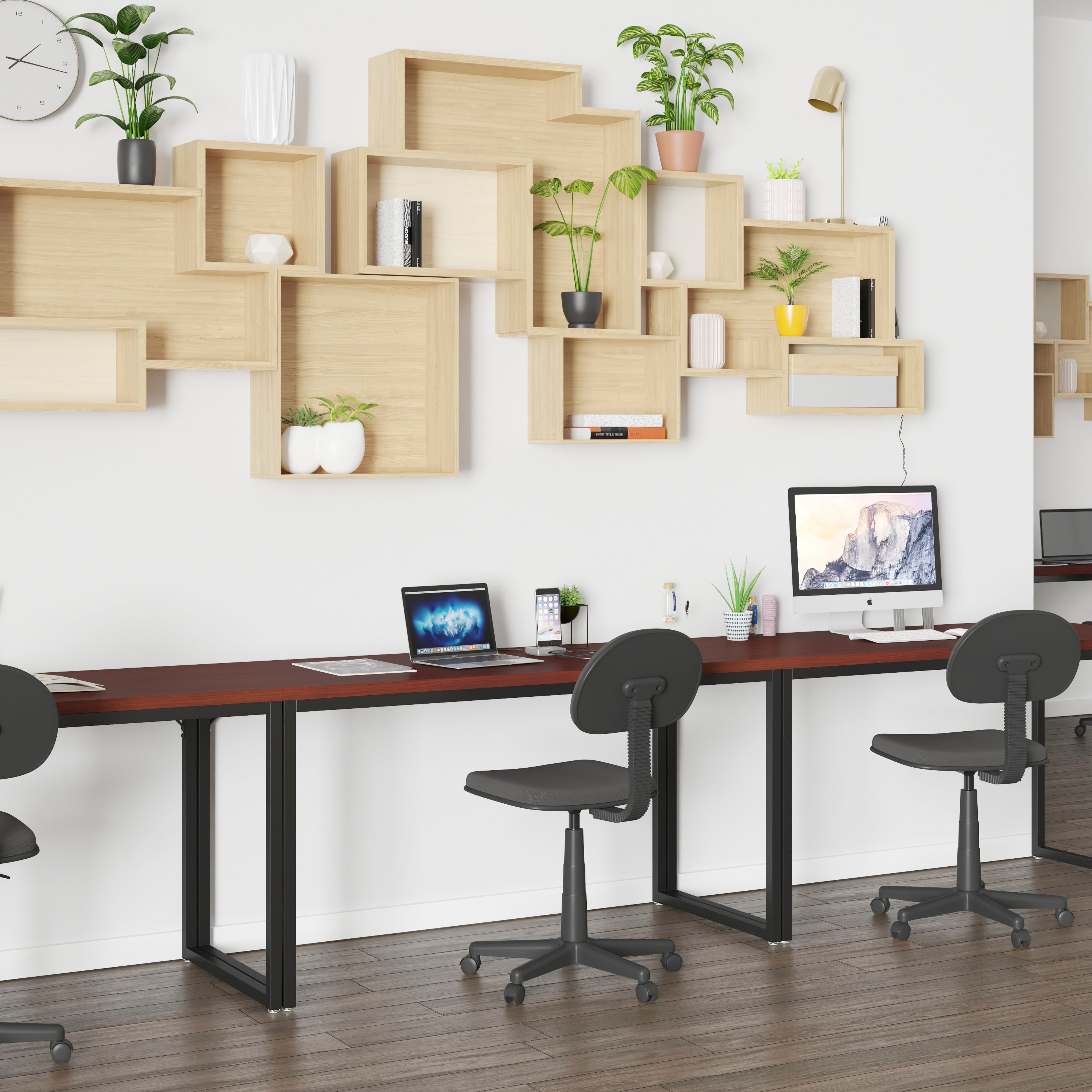 Modern Desk Industrial Style Computer Desk Sturdy Home Office Desk - 55" Length