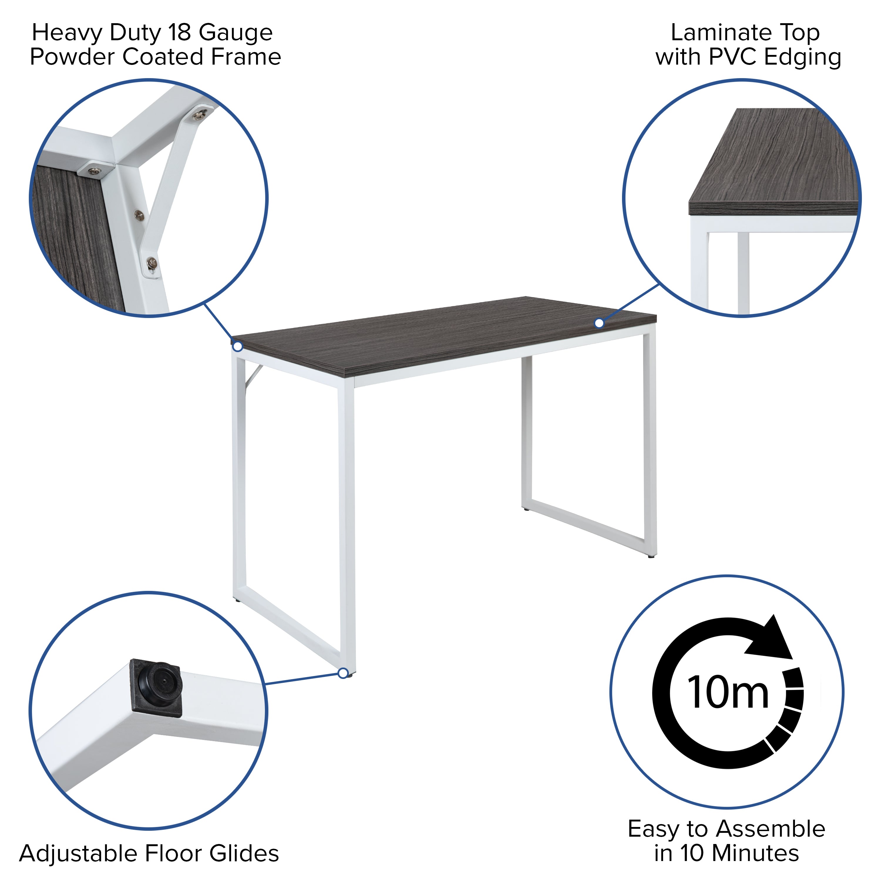 Tiverton Industrial Modern Desk - Office Computer Desk and Home Office Desk - 47" Long