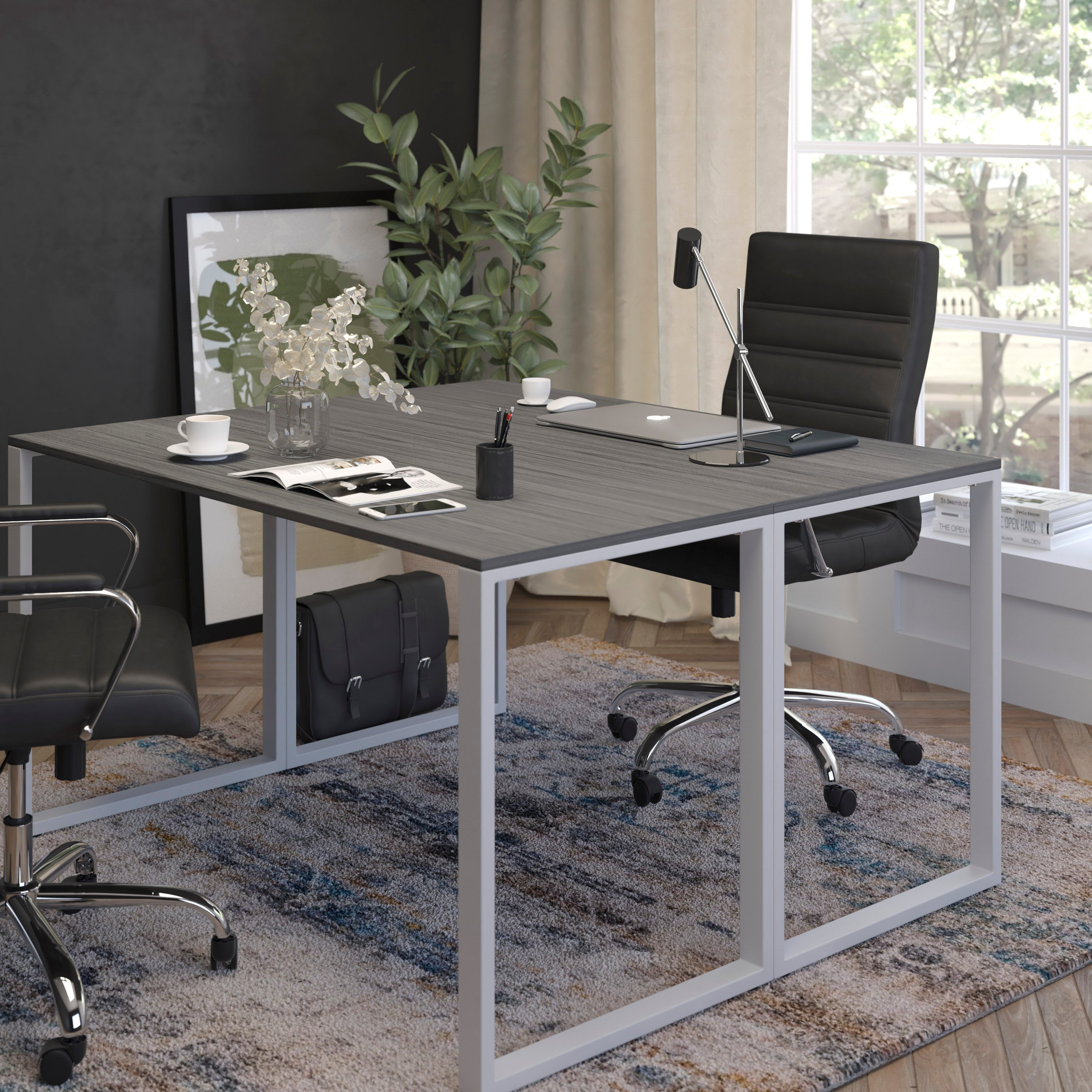 Modern Desk Industrial Style Computer Desk Sturdy Home Office Desk - 55" Length