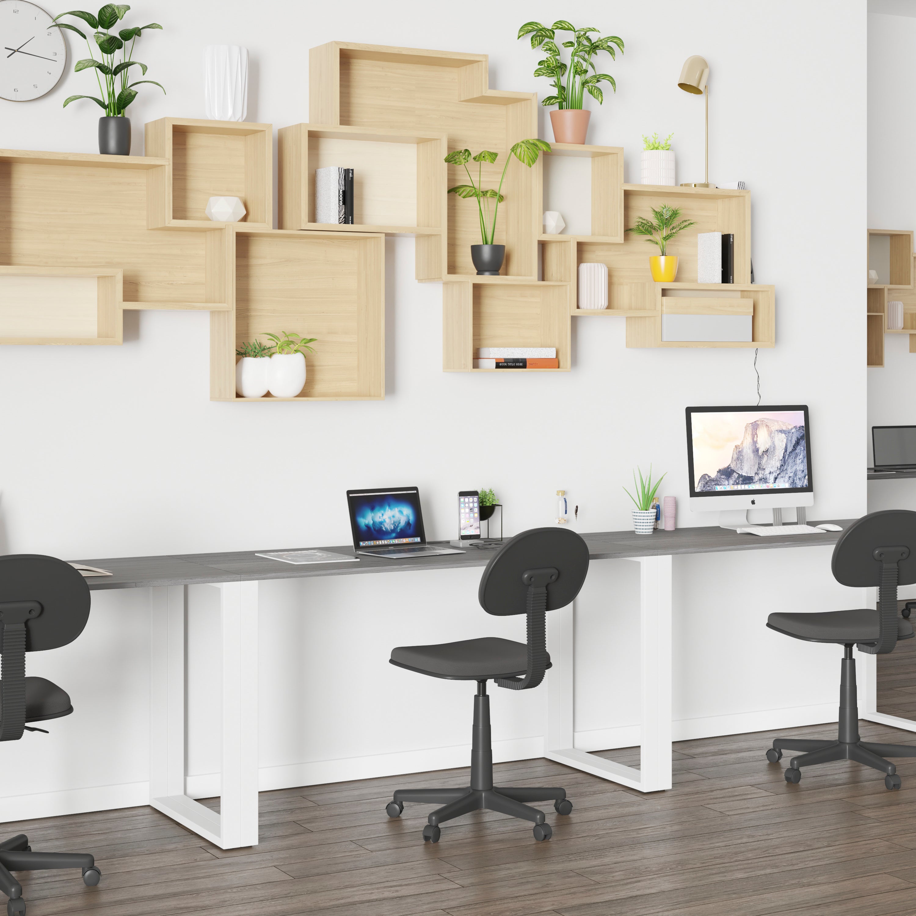 Modern Desk Industrial Style Computer Desk Sturdy Home Office Desk - 55" Length