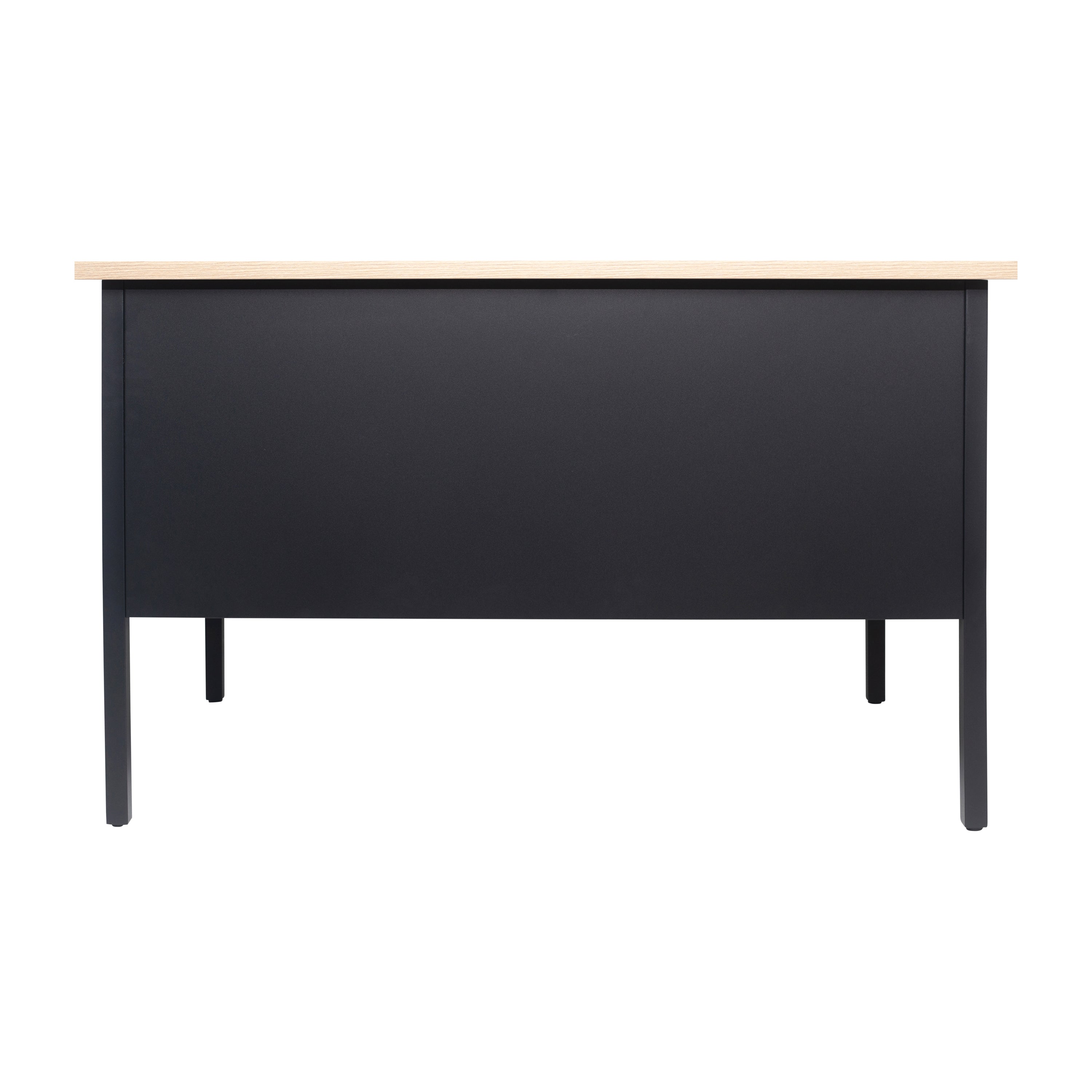 Cambridge Single Pedestal Desk with Locking Drawers and Metal Frame