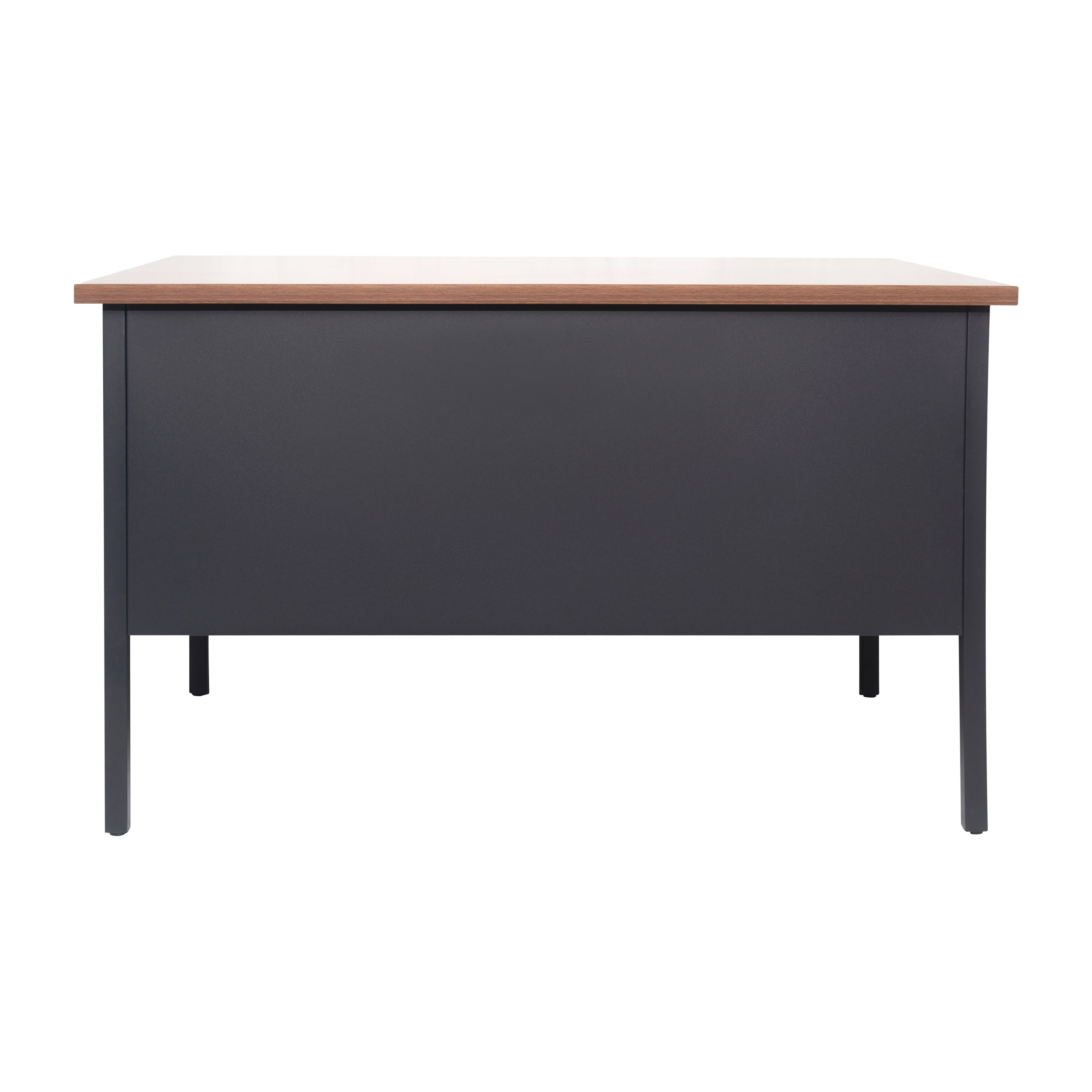 Cambridge Single Pedestal Desk with Locking Drawers and Metal Frame