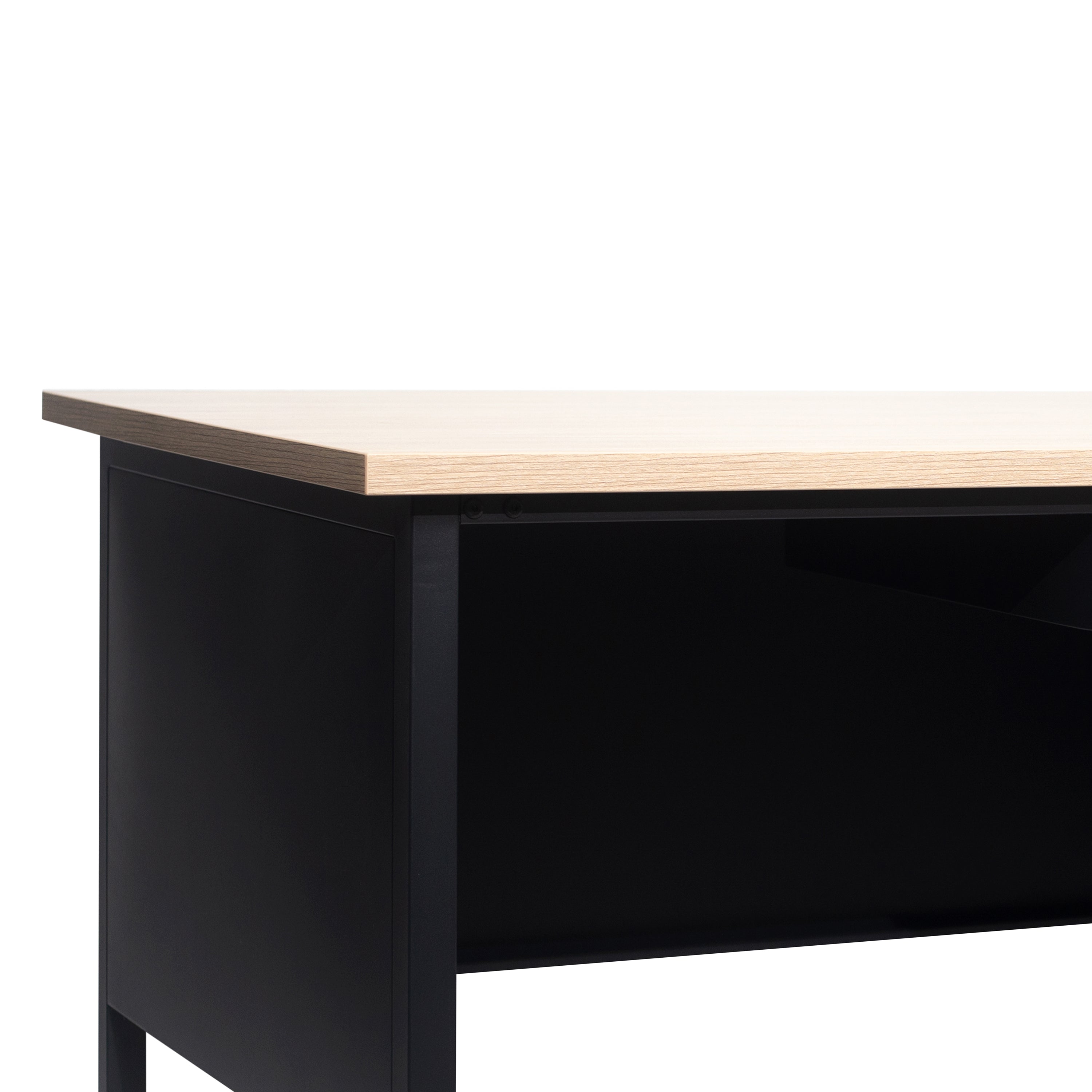 Cambridge Single Pedestal Desk with Locking Drawers and Metal Frame