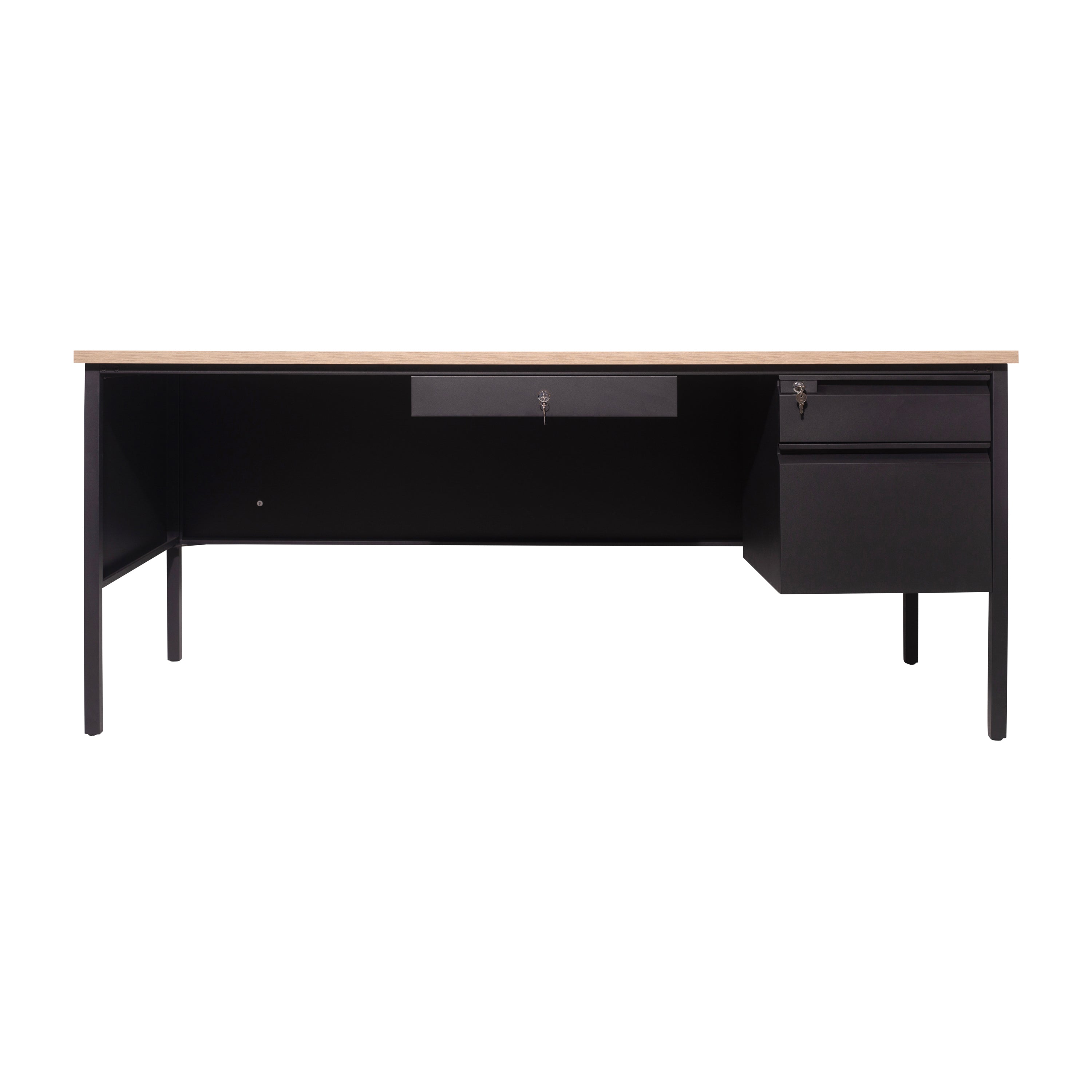 Cambridge Single Pedestal Desk with Locking Drawers and Metal Frame