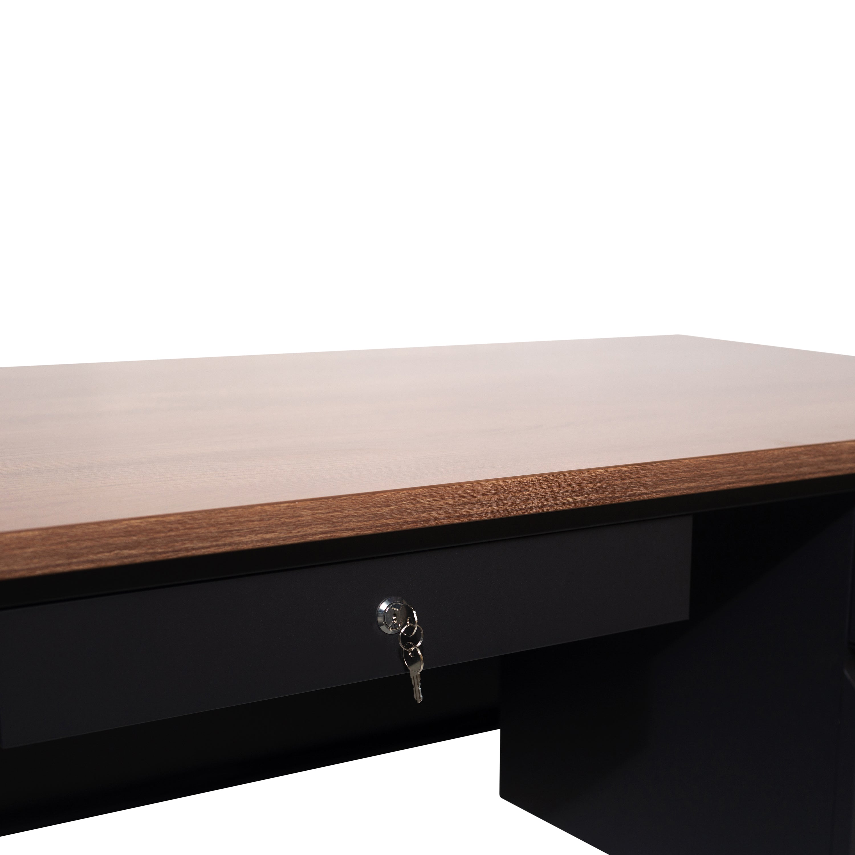 Cambridge Single Pedestal Desk with Locking Drawers and Metal Frame