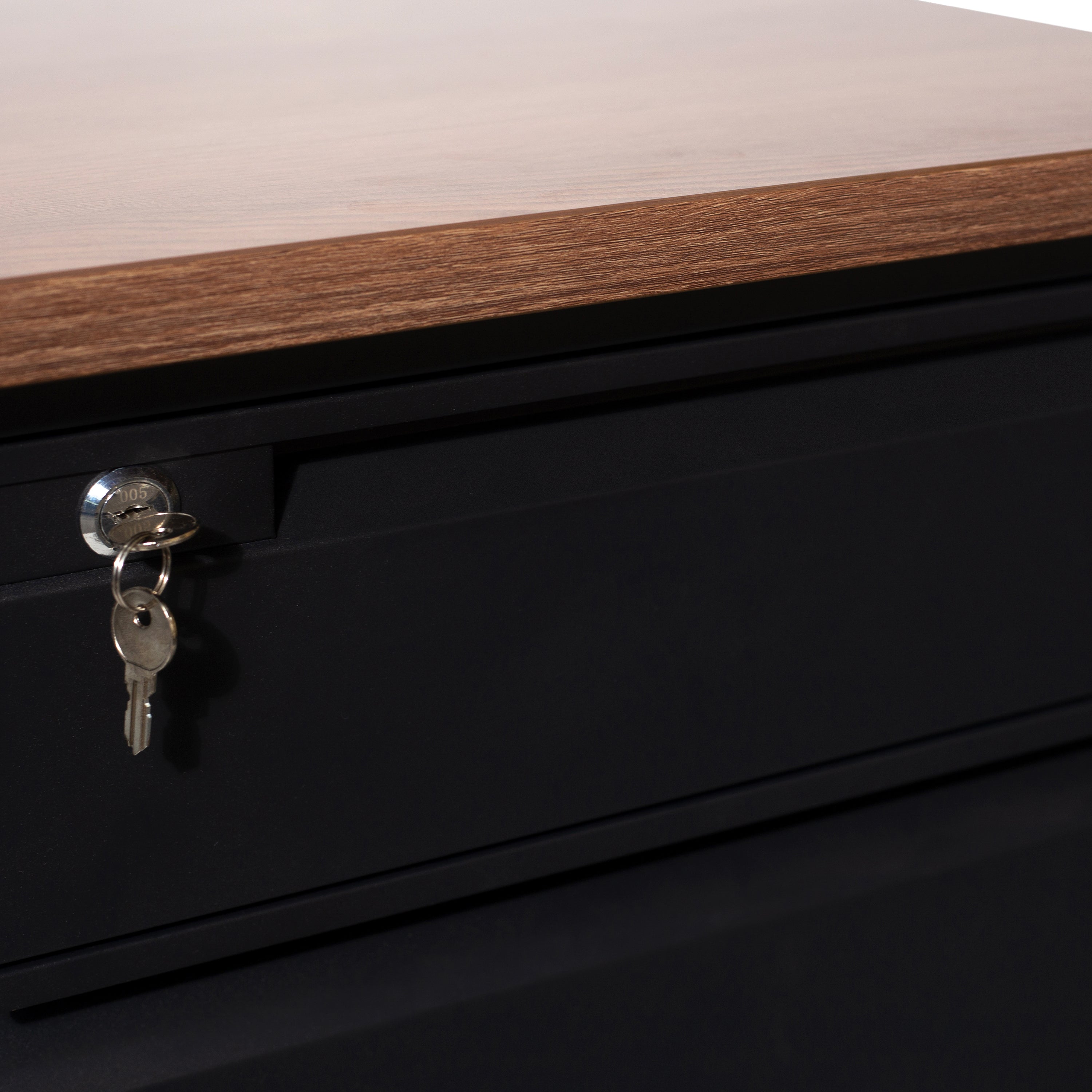 Cambridge Single Pedestal Desk with Locking Drawers and Metal Frame