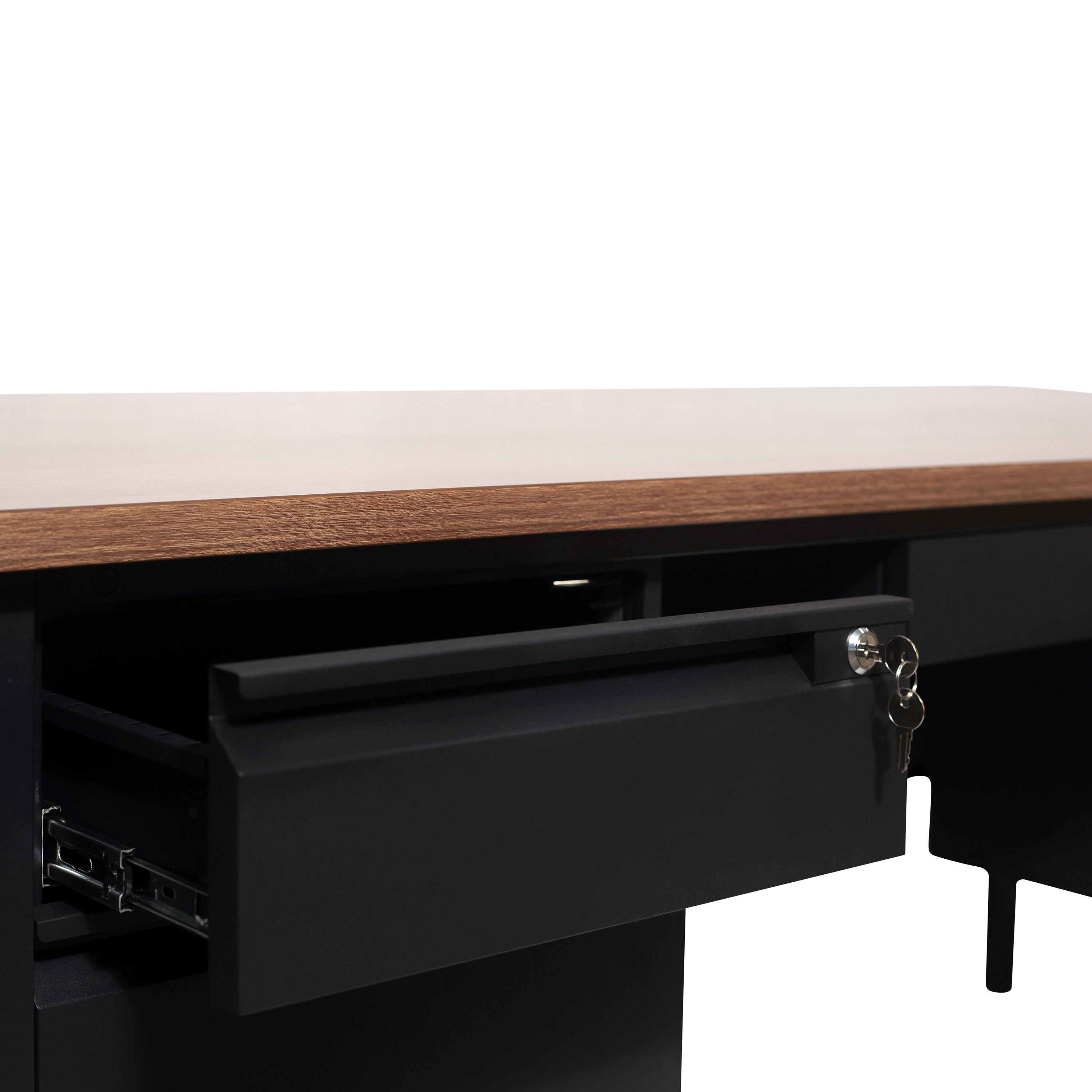 Cambridge Double Pedestal Desk with Locking Drawers and Metal Frame