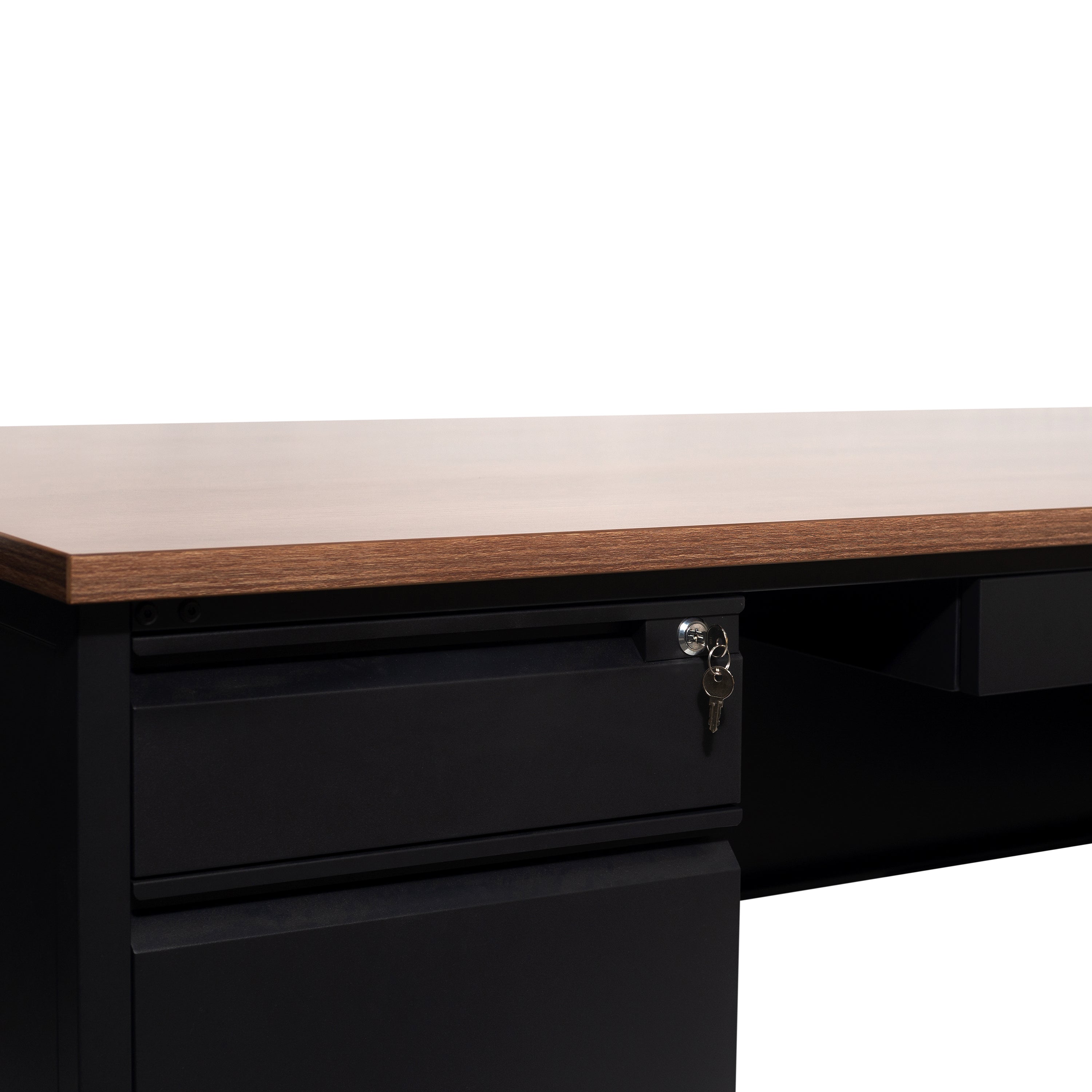 Cambridge Double Pedestal Desk with Locking Drawers and Metal Frame