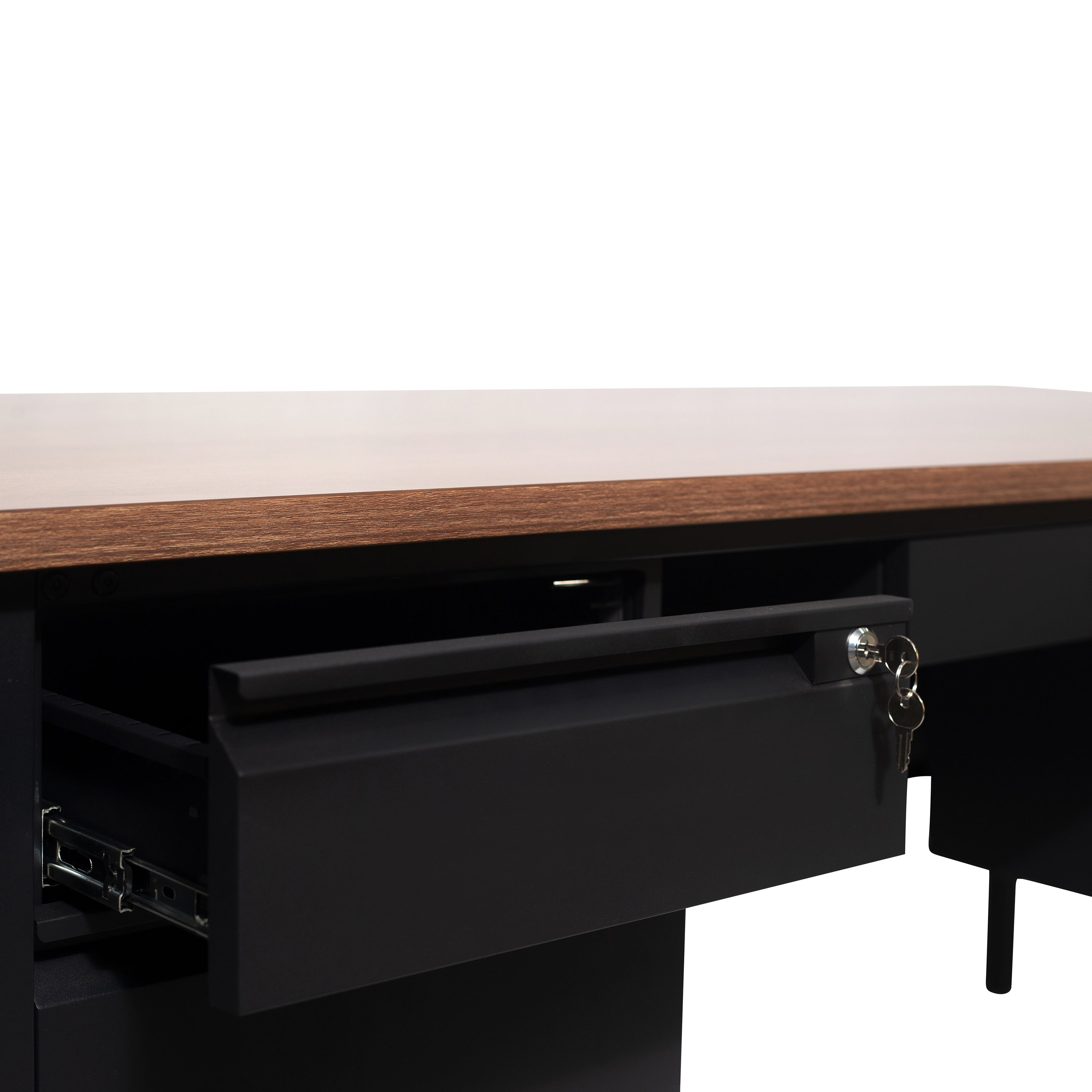 Cambridge Double Pedestal Desk with Locking Drawers and Metal Frame