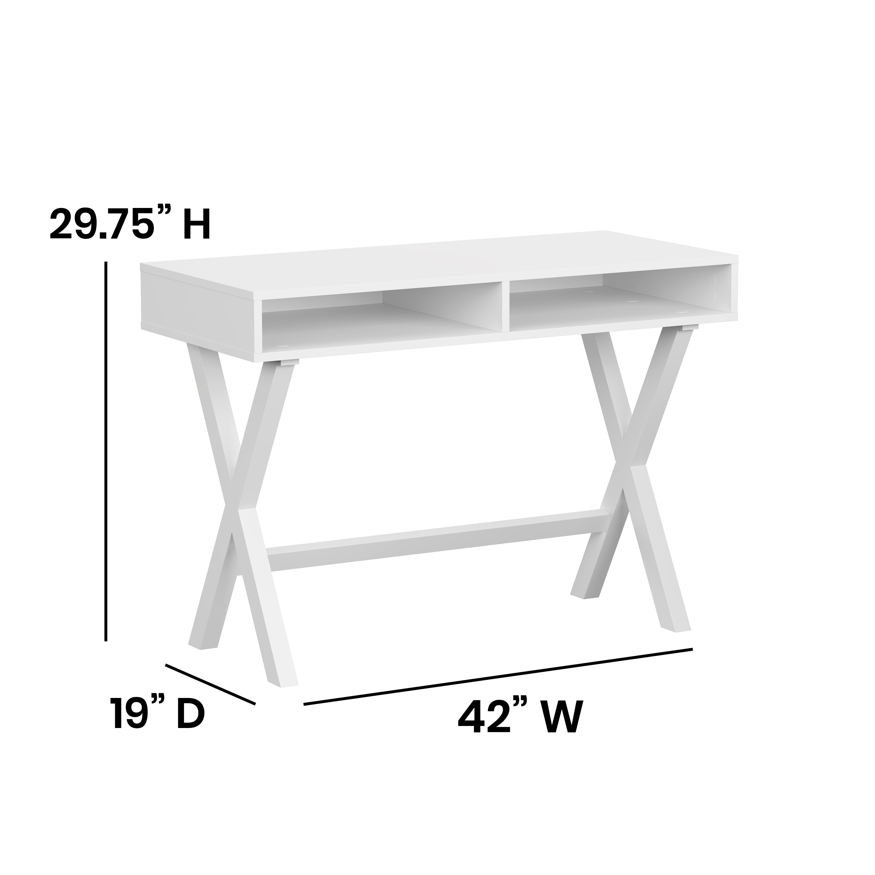 Home Office Writing Computer Desk with Open Storage Compartments - Table Desk for Writing and Work-Desk-Flash Furniture-Wall2Wall Furnishings