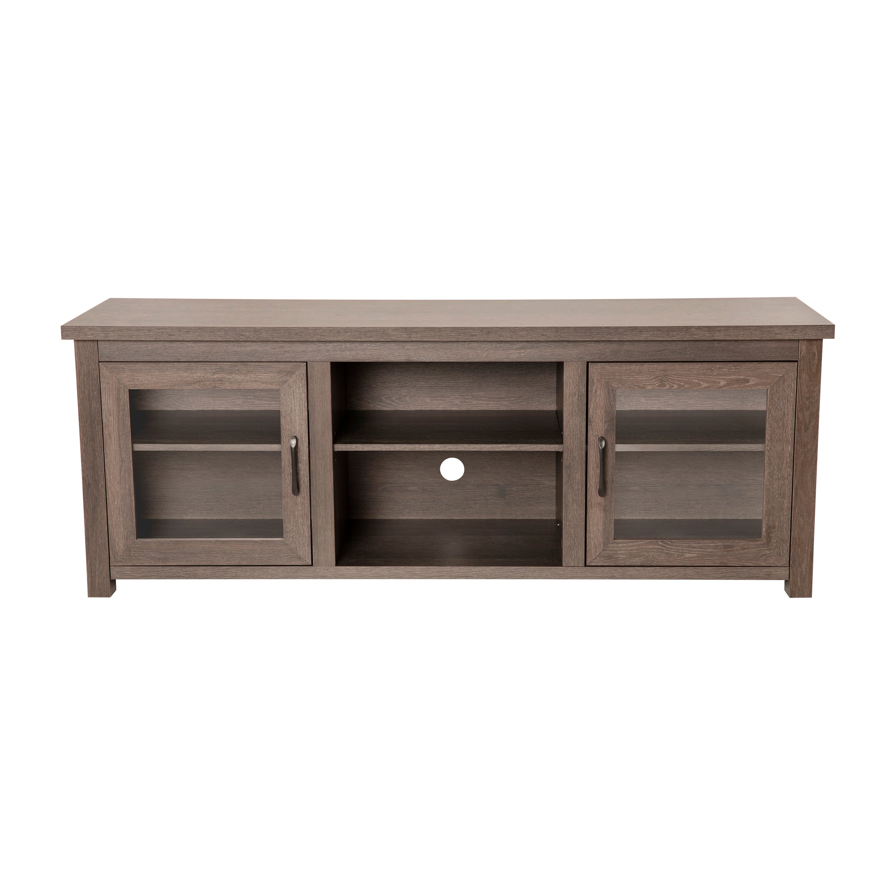 Sheffield Classic TV Stand for up to 80" TVs - Modern Finish with Full Glass Doors - 65" Engineered Wood Frame - 3 Shelves