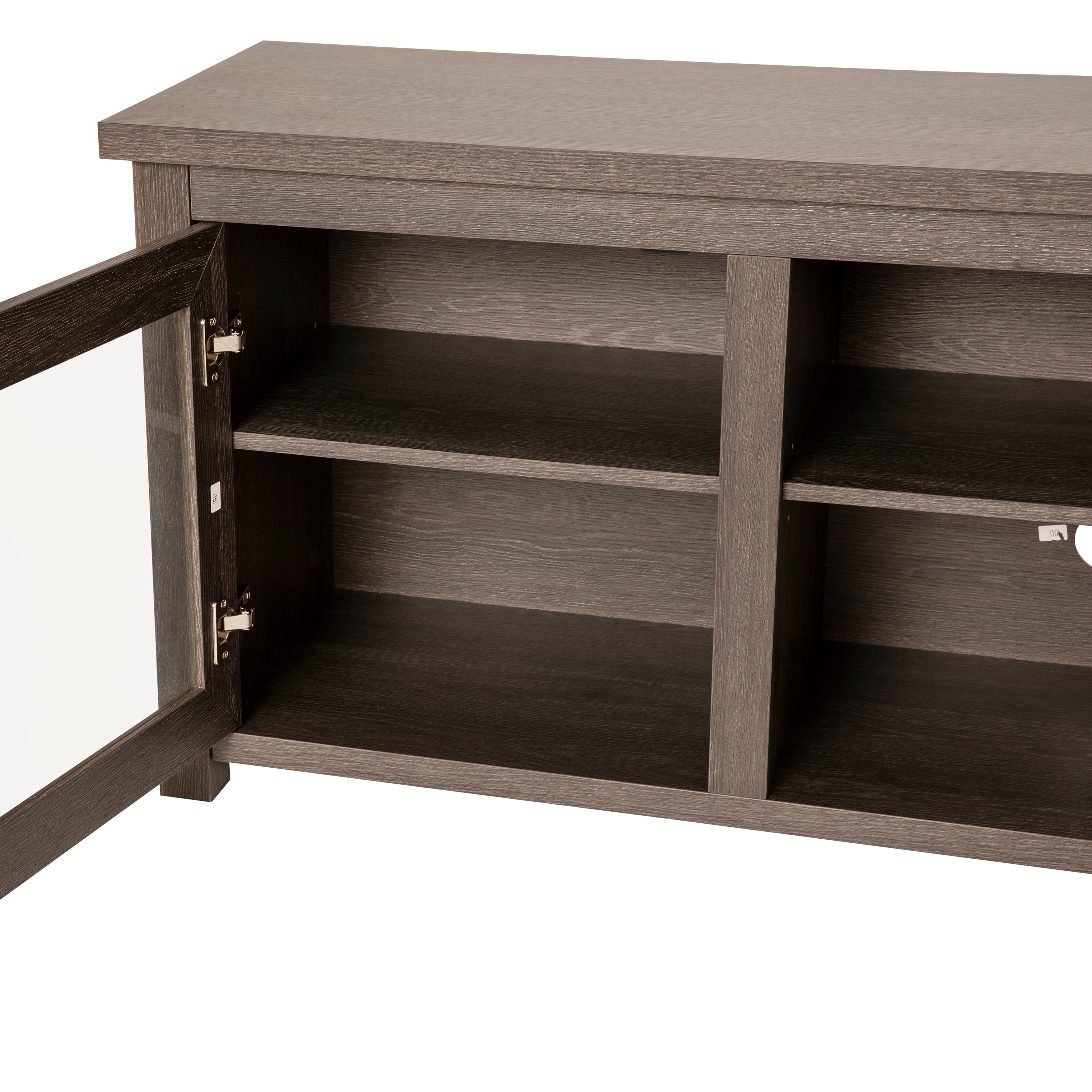Sheffield Classic TV Stand for up to 80" TVs - Modern Finish with Full Glass Doors - 65" Engineered Wood Frame - 3 Shelves