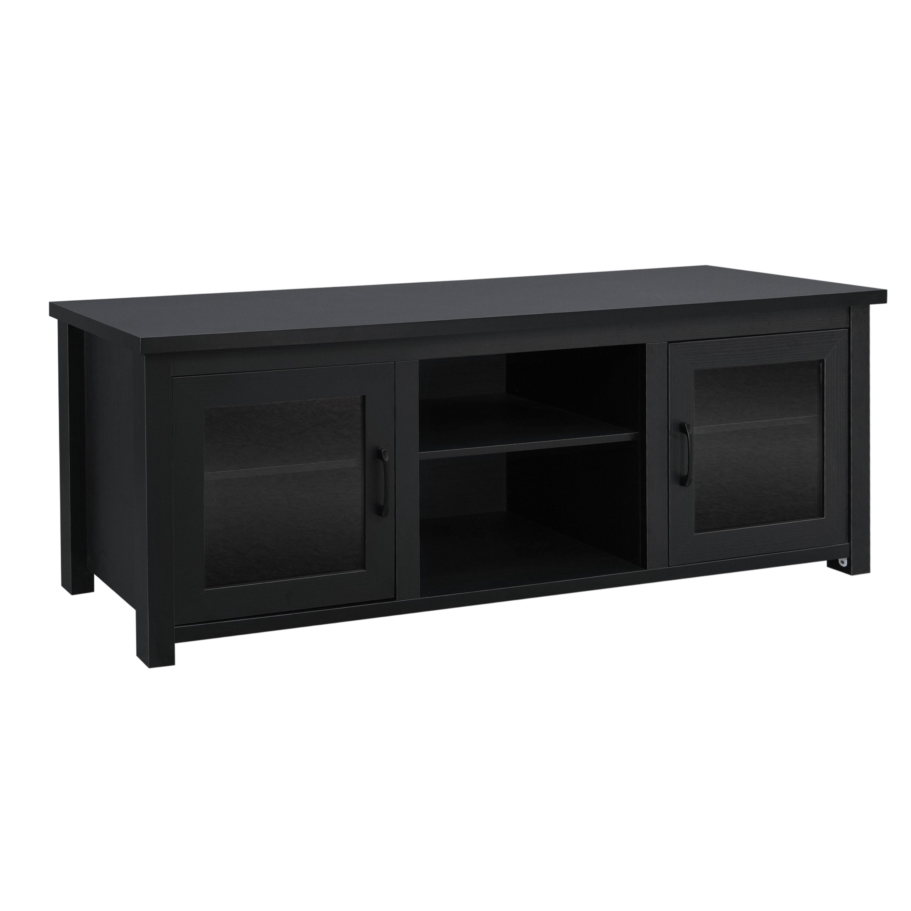 Sheffield Classic TV Stand for up to 80" TVs - Modern Finish with Full Glass Doors - 65" Engineered Wood Frame - 3 Shelves